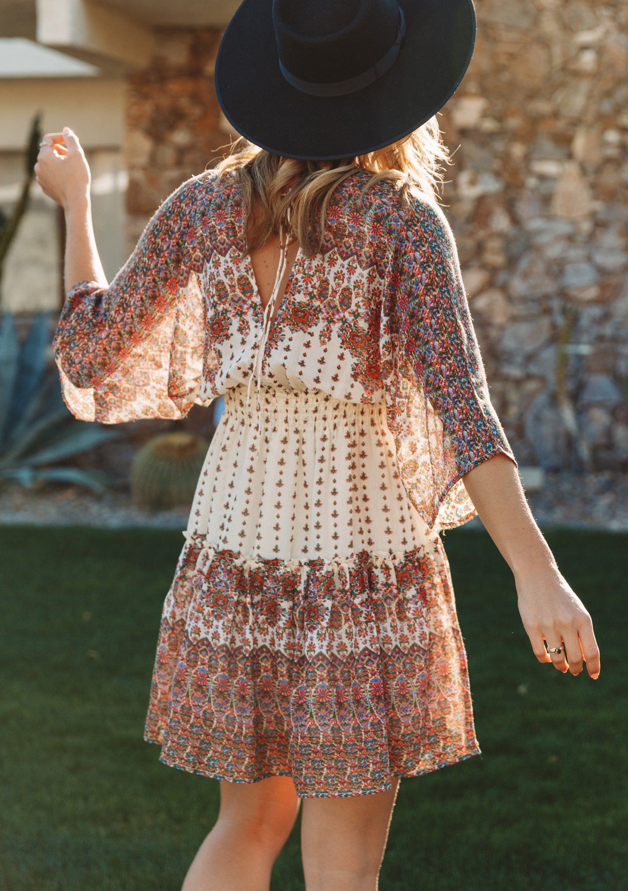 bohemian motif dress