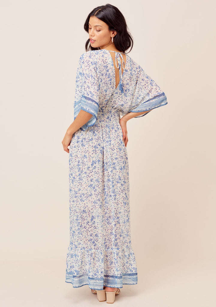 blue patterned maxi dress