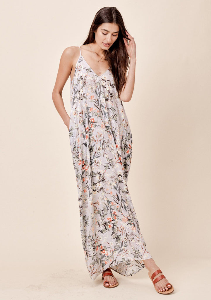 grey floral maxi dress