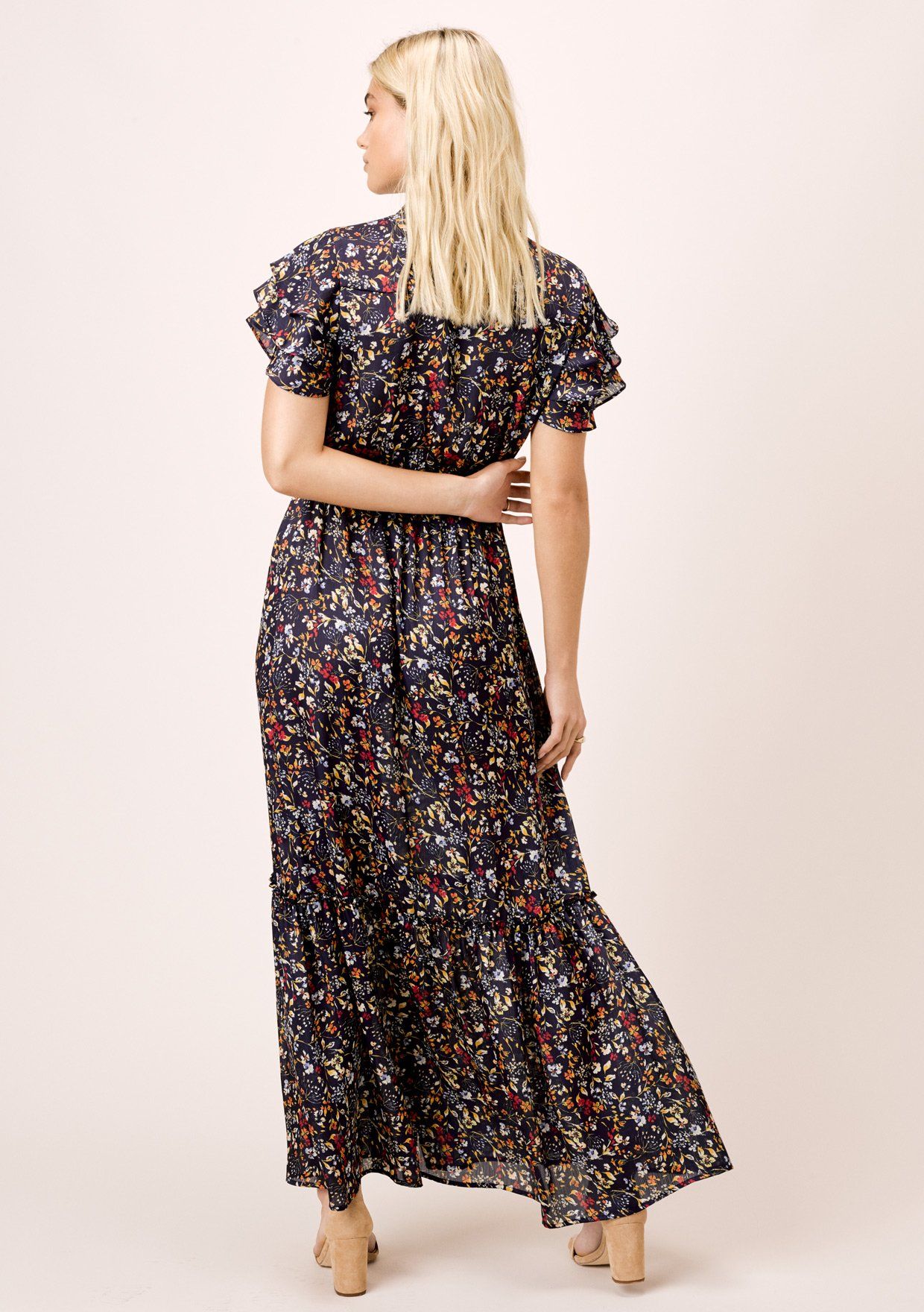 navy tiered maxi dress