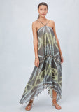 [Color: Grey] Helpone clickaway, grey, Moroccan inspired, semi-sheer cotton, scarf halter dress