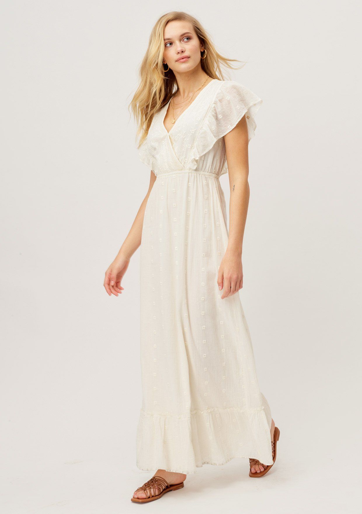 ruffle sleeve long dress