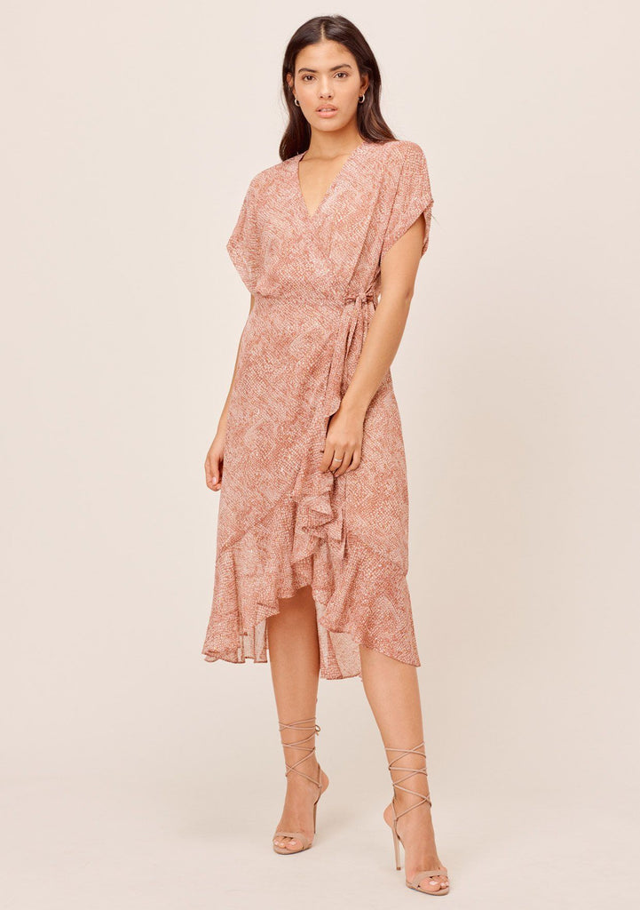 pink snakeskin wrap dress