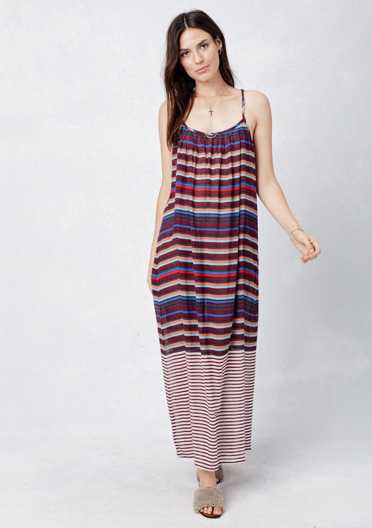 Boho Striped Beach Sleeveless Maxi 