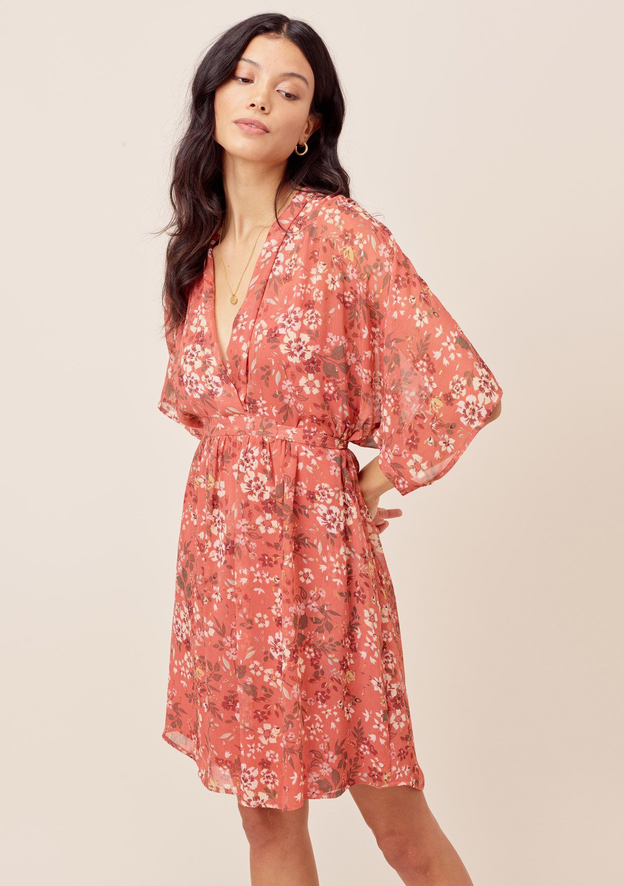 kimono sleeve mini dress