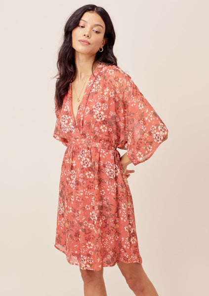 Whitney Kimono Sleeve Floral Mini Dress
