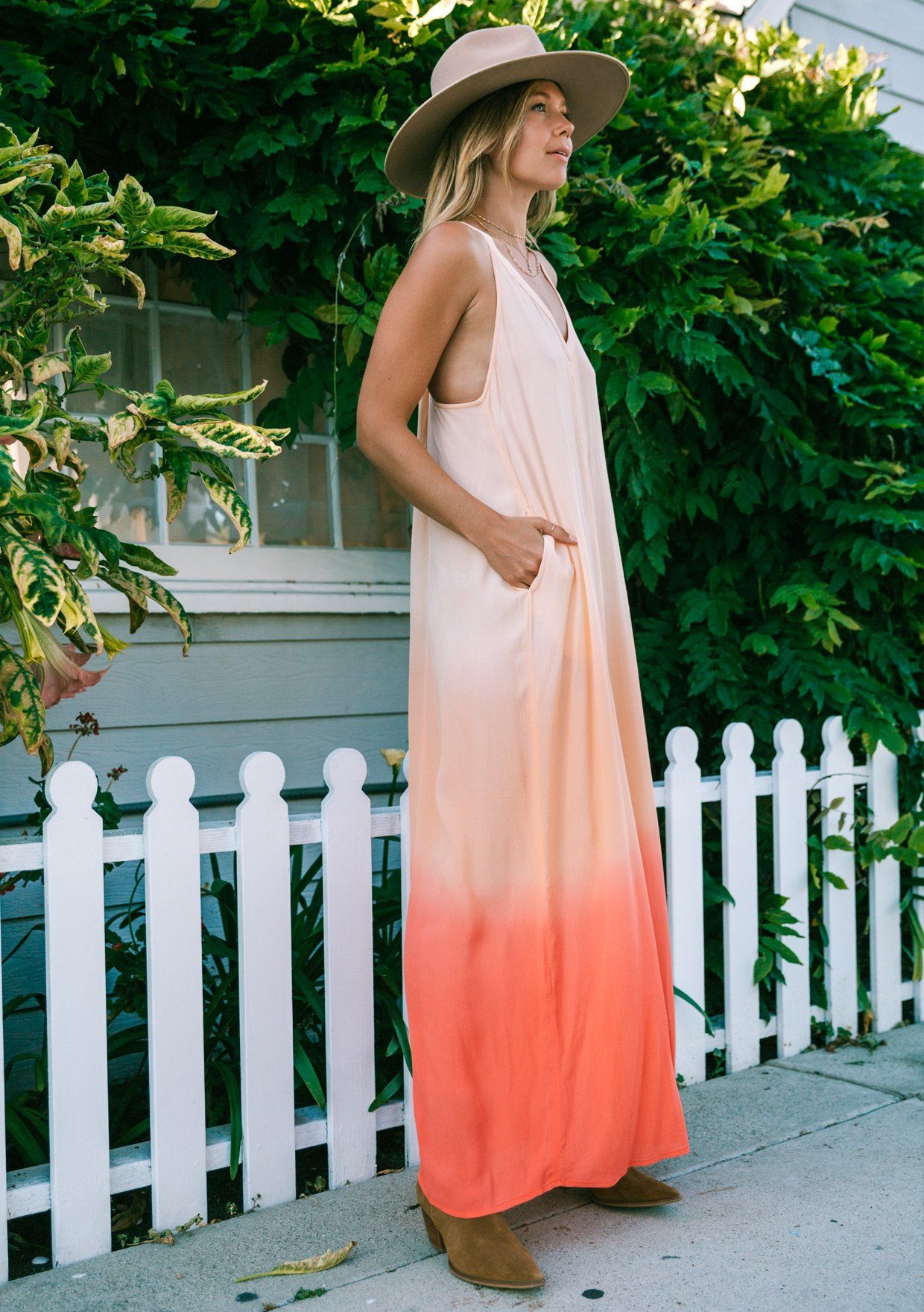 light coral maxi dress