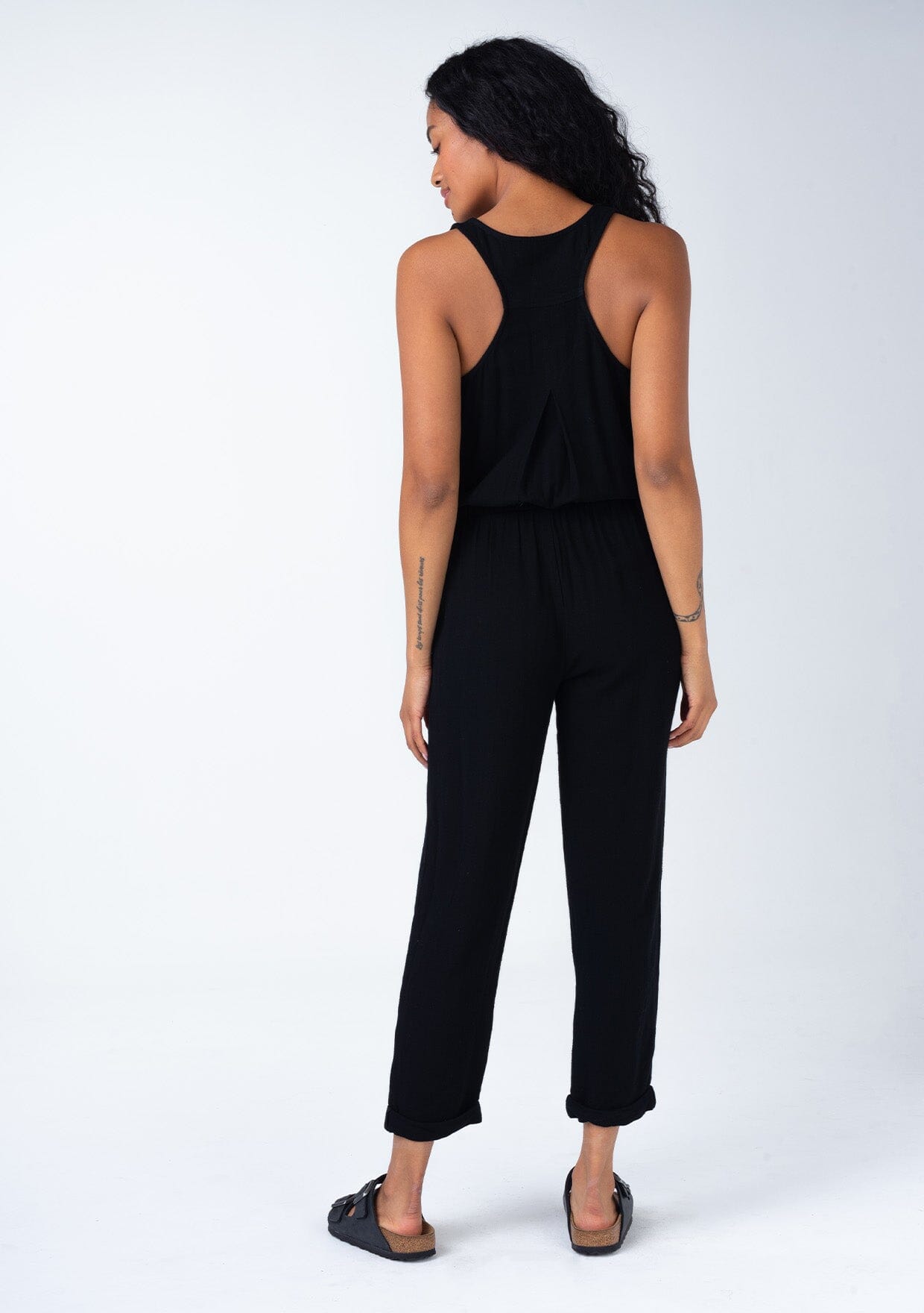 black racerback jumpsuit