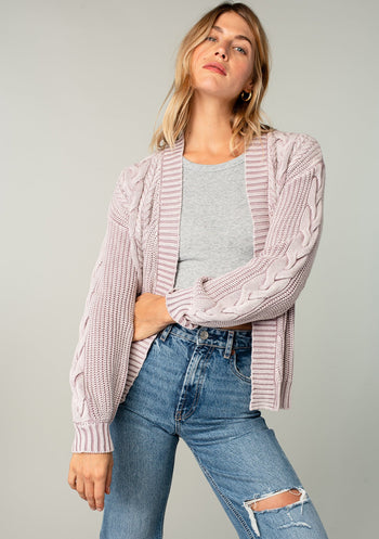 Women's Sweater Coat - Soft Brown Herringbone Coatigan