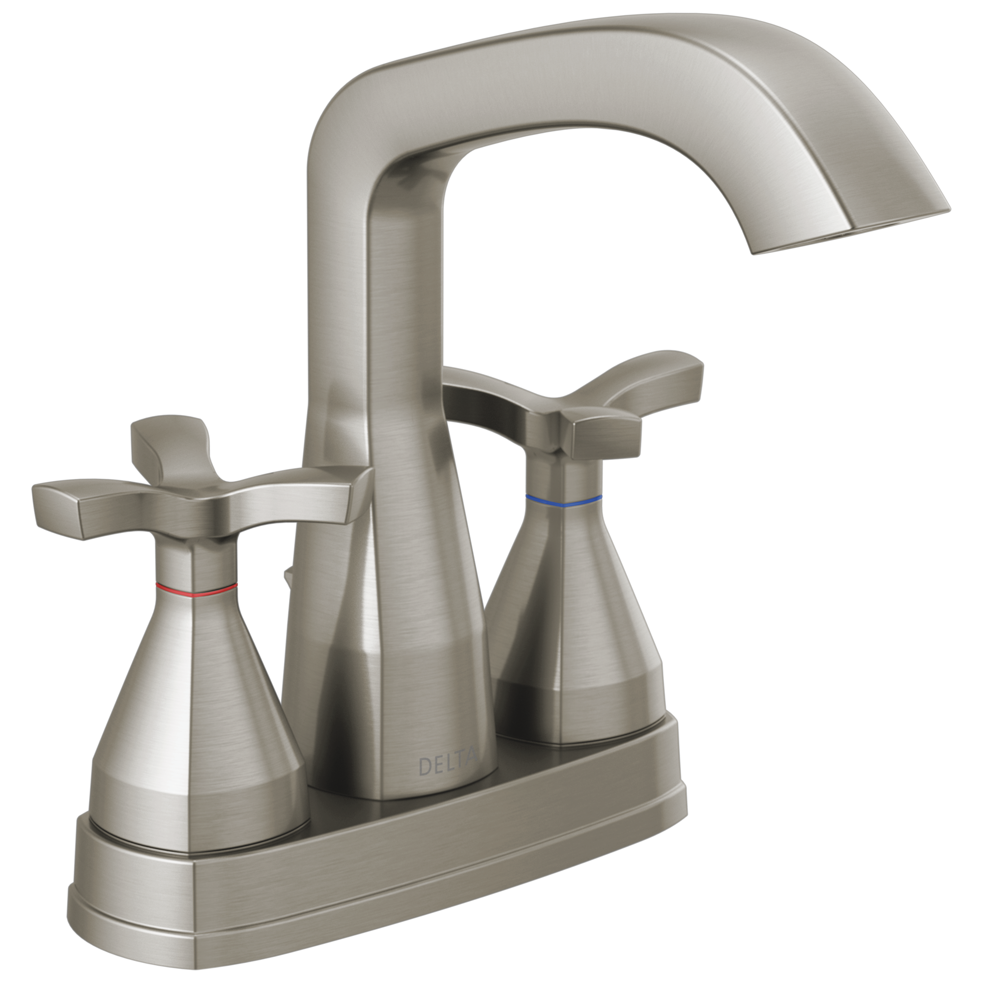 Delta 257766-MPU-DST Stryke 1.2 GPM Center Set Bathroom Faucet with Cross Handles and Pop-Up Drain Assembly