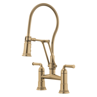 Brizo Rook: Articulating Bridge Faucet with Finished Hose