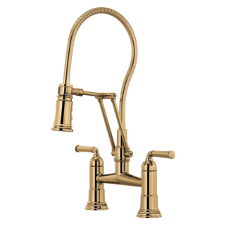 Brizo Rook: Articulating Bridge Faucet with Finished Hose