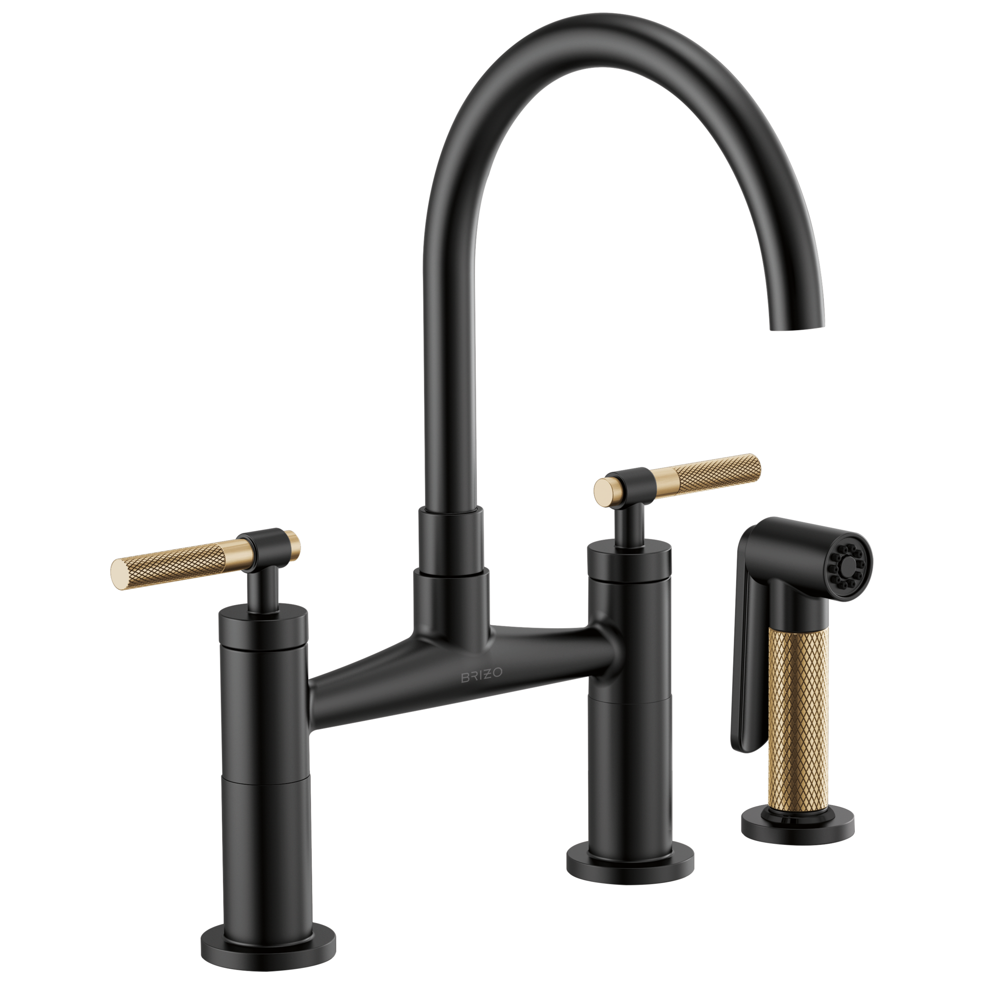 Brizo Litze: Bridge Faucet with Arc Spout and Knurled Handle