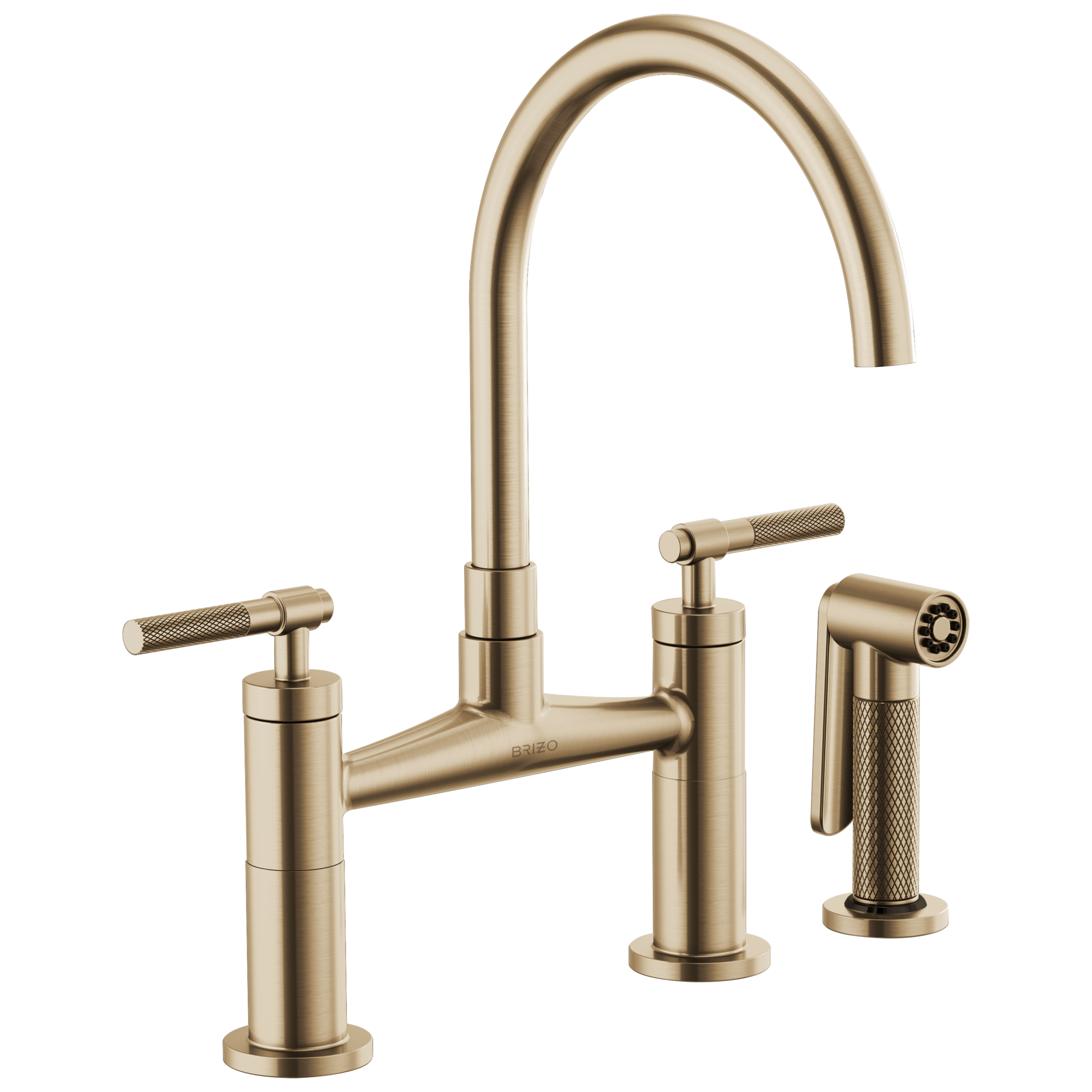 Brizo Litze: Bridge Faucet with Arc Spout and Knurled Handle