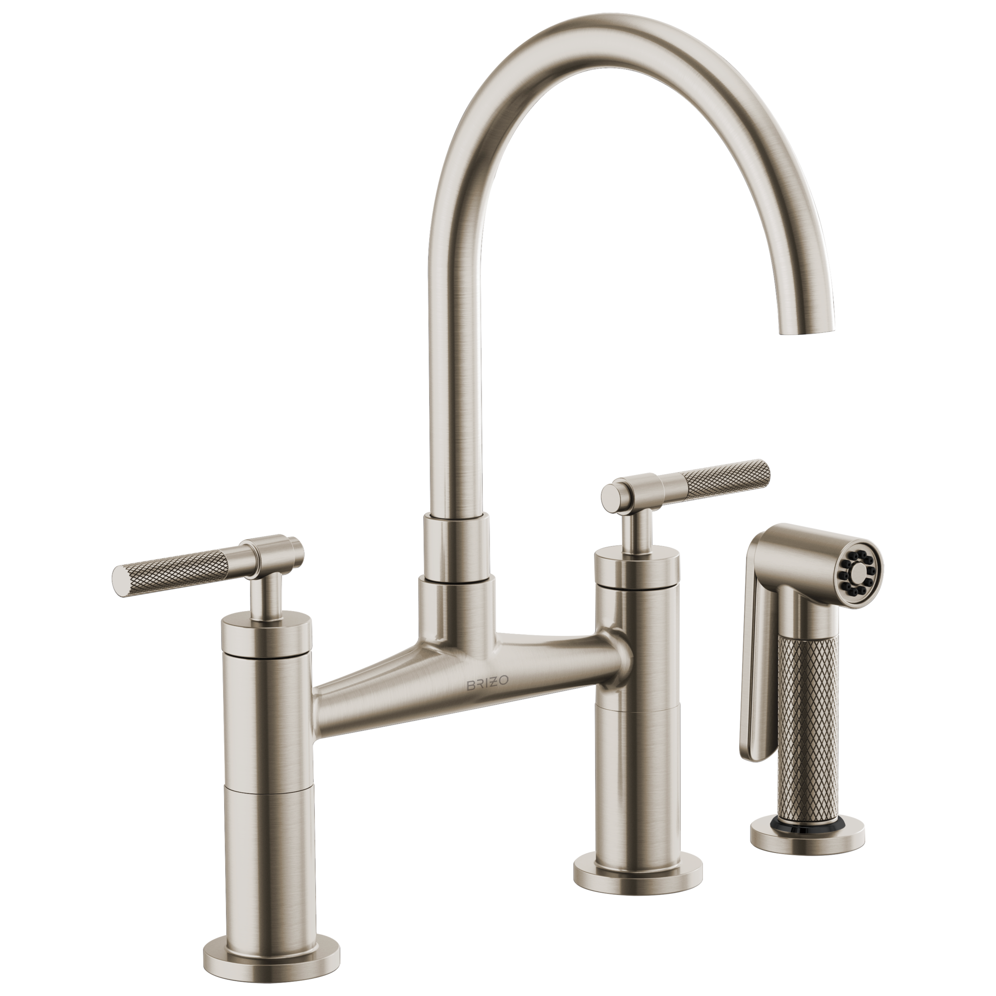 Brizo Litze: Bridge Faucet with Arc Spout and Knurled Handle