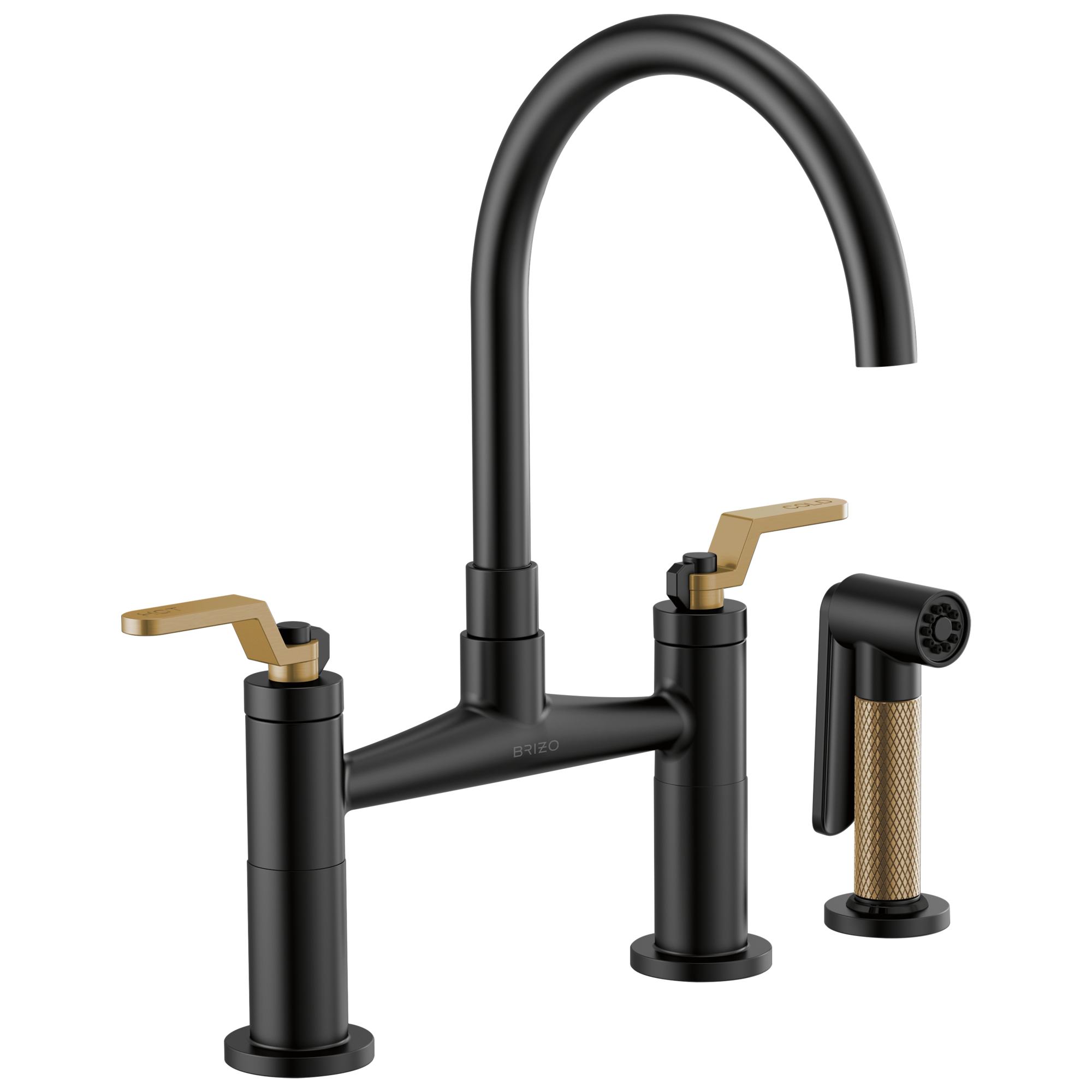 Brizo Litze: Bridge Faucet with Arc Spout and Industrial Handle