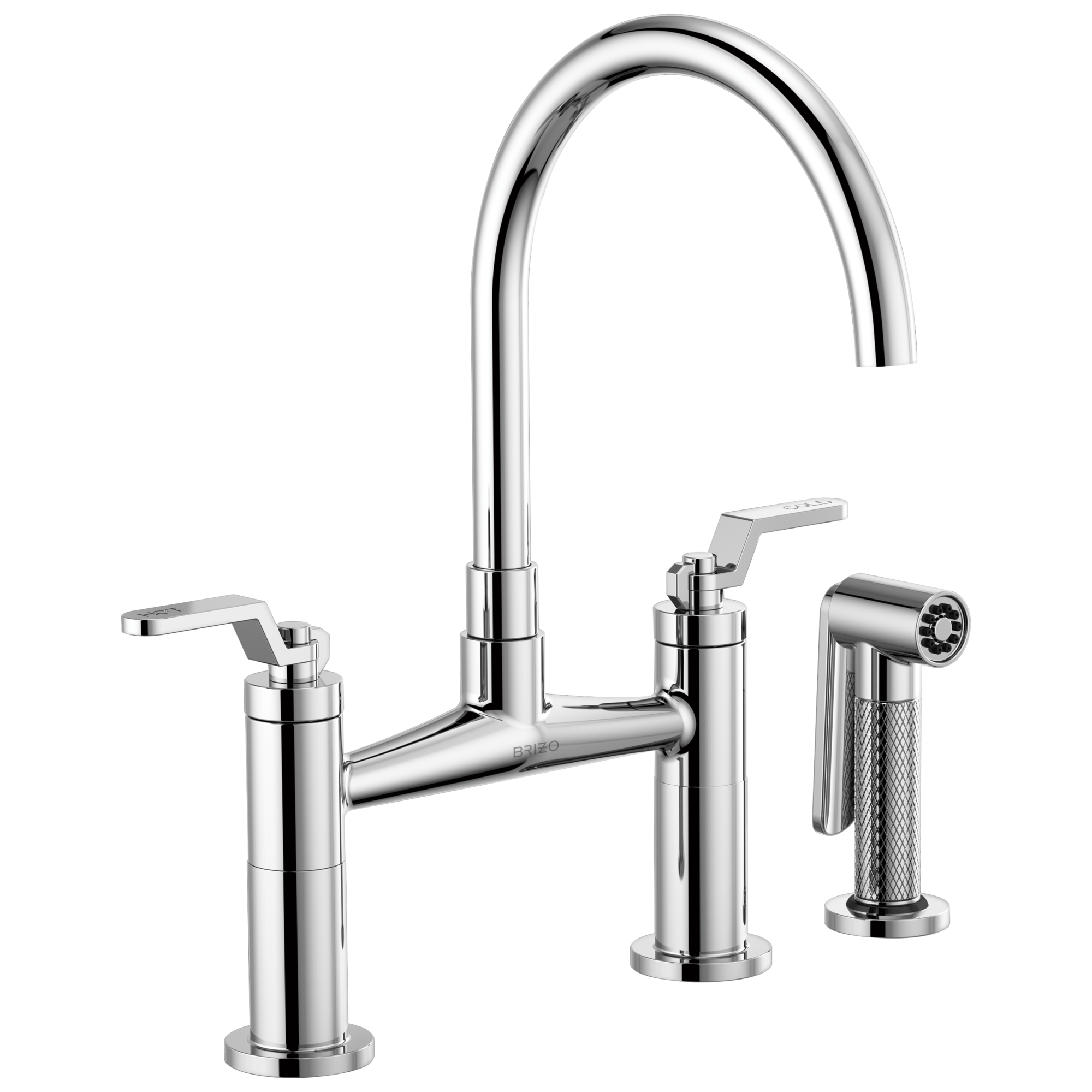 Brizo Litze: Bridge Faucet with Arc Spout and Industrial Handle