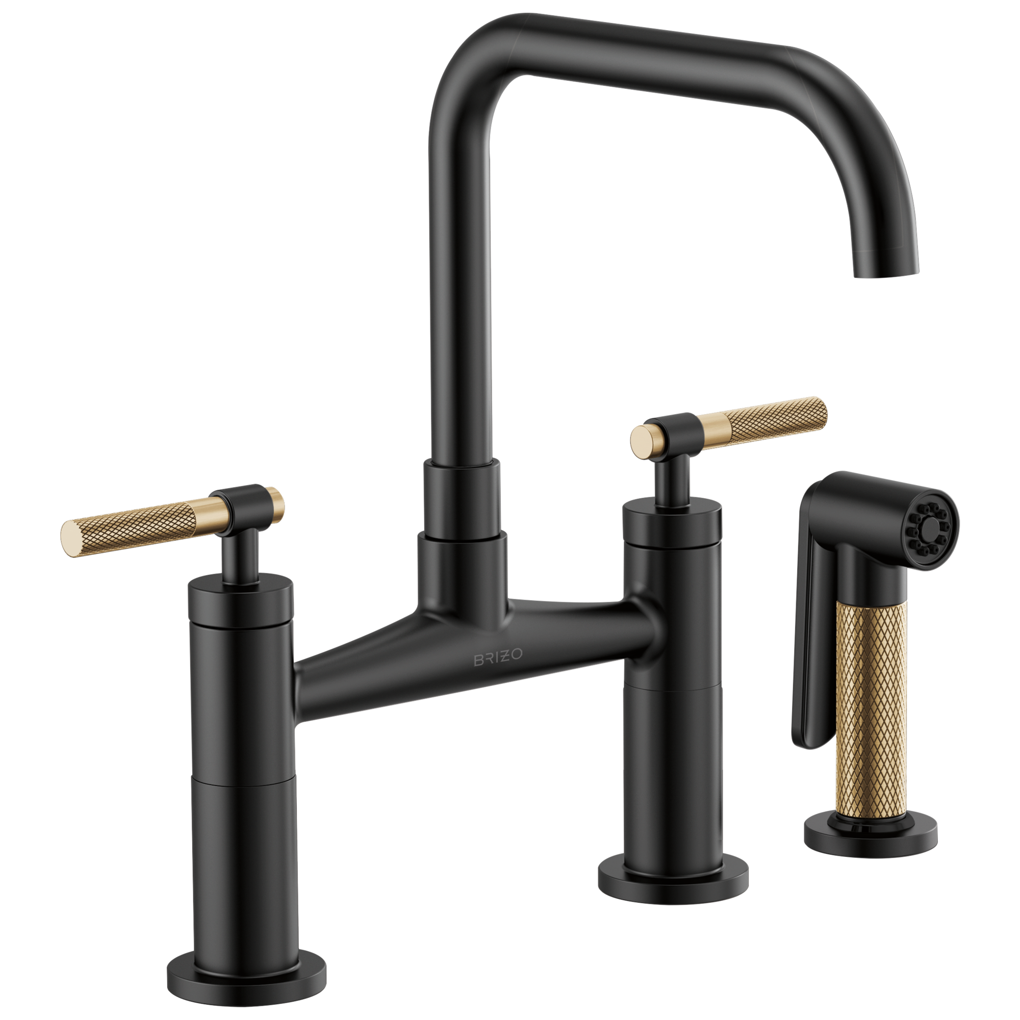 Brizo Litze: Bridge Faucet with Square Spout and Knurled Handle