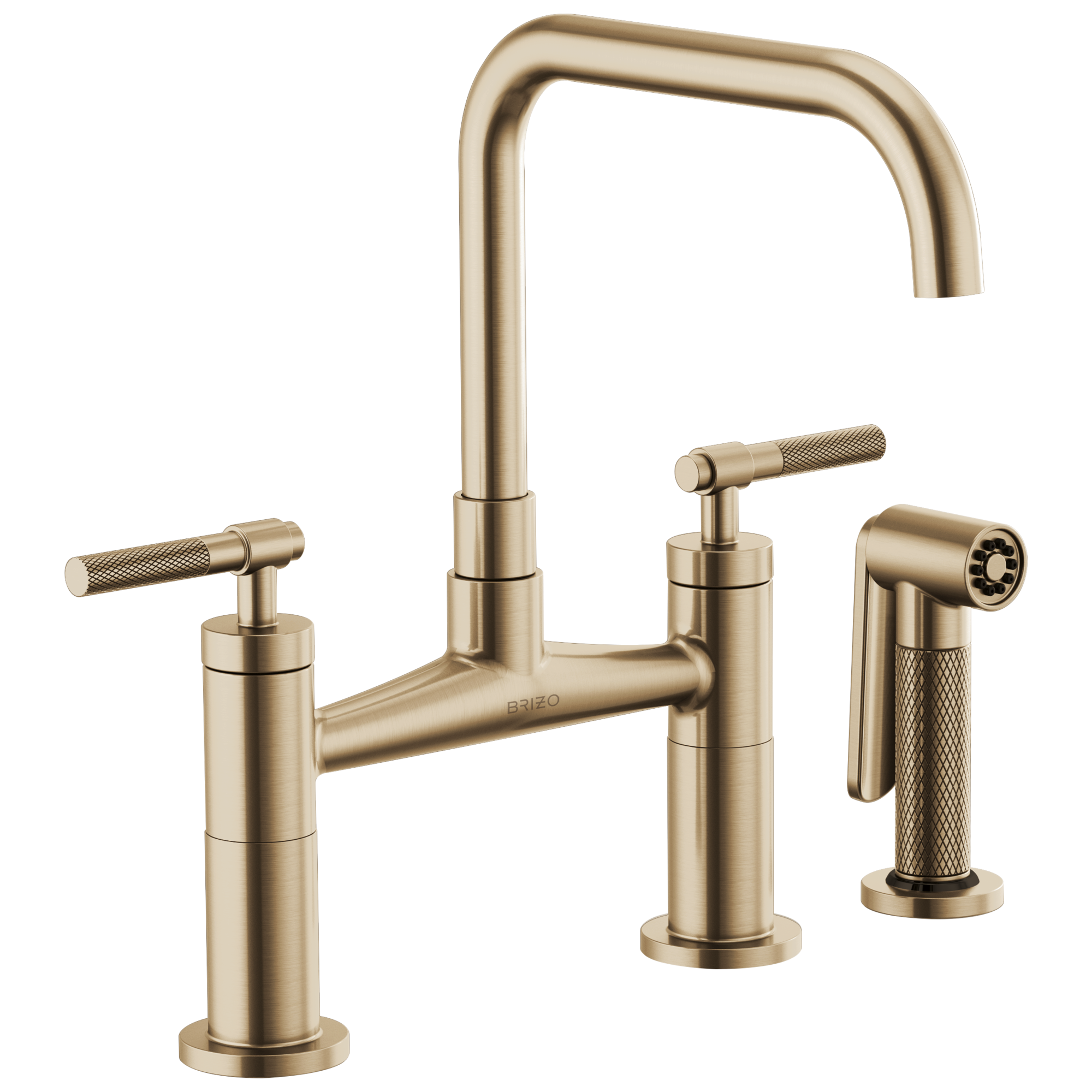 Brizo Litze: Bridge Faucet with Square Spout and Knurled Handle