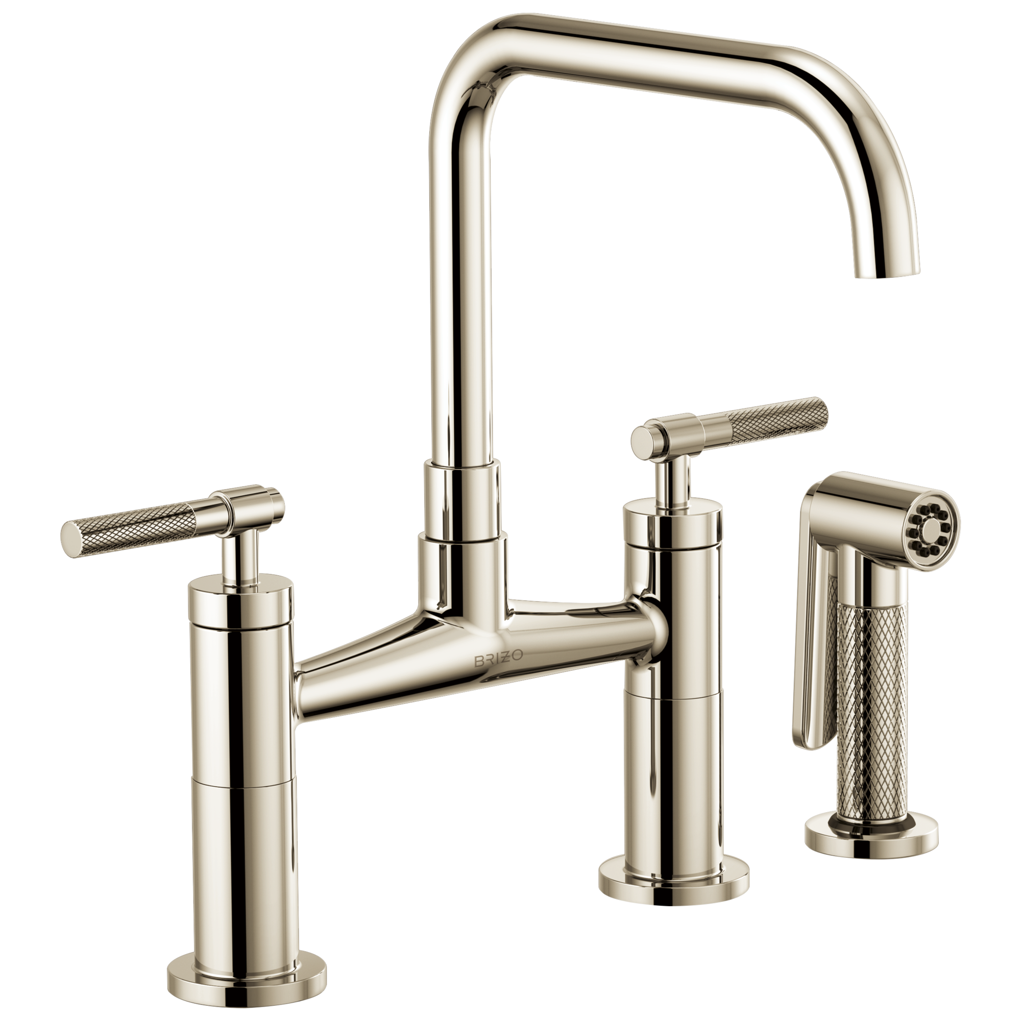 Brizo Litze: Bridge Faucet with Square Spout and Knurled Handle