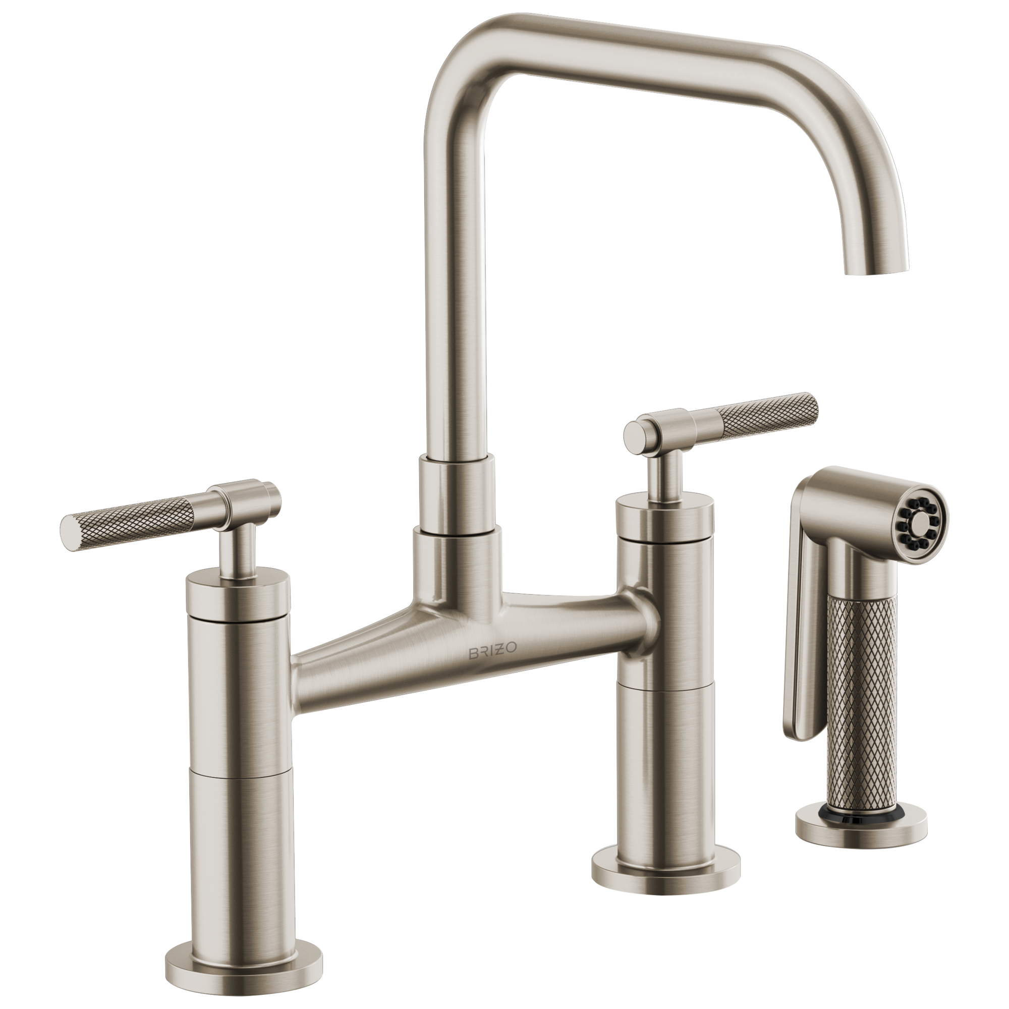 Brizo Litze: Bridge Faucet with Square Spout and Knurled Handle