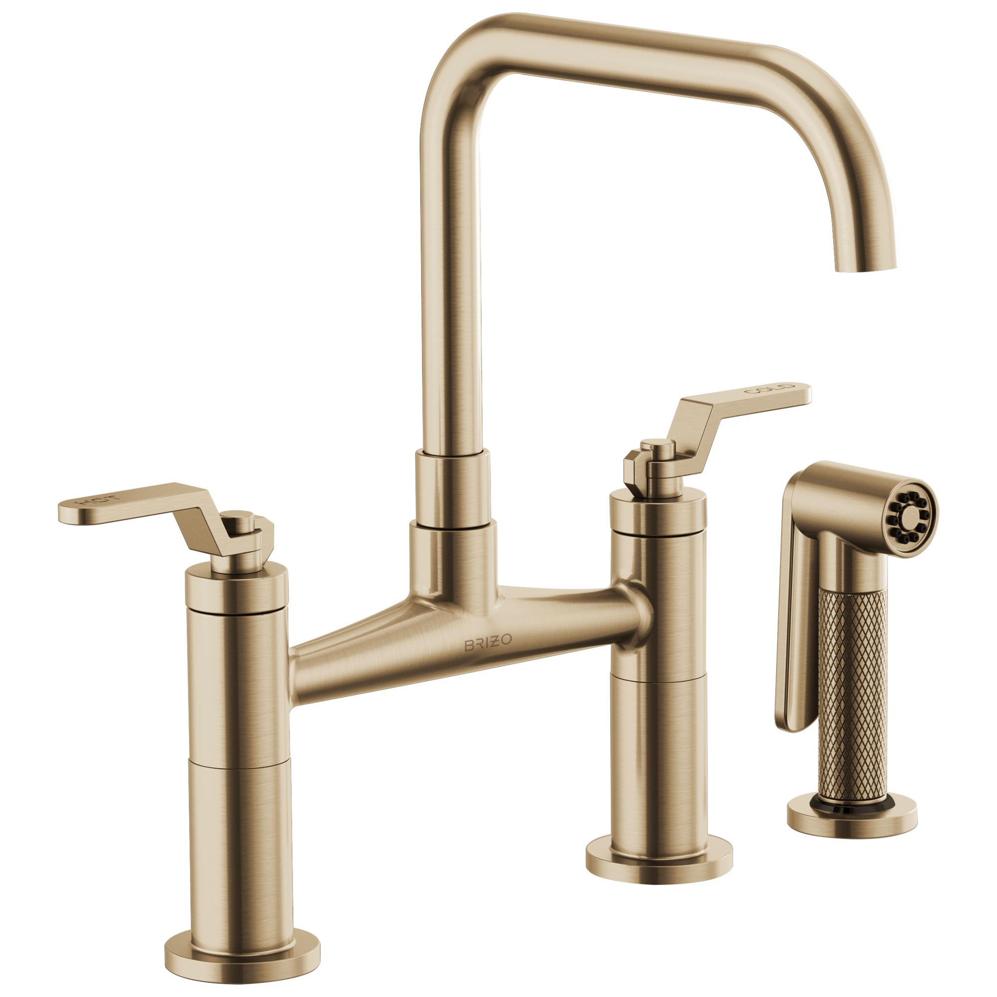 Brizo Litze: Bridge Faucet with Square Spout and Industrial Handle