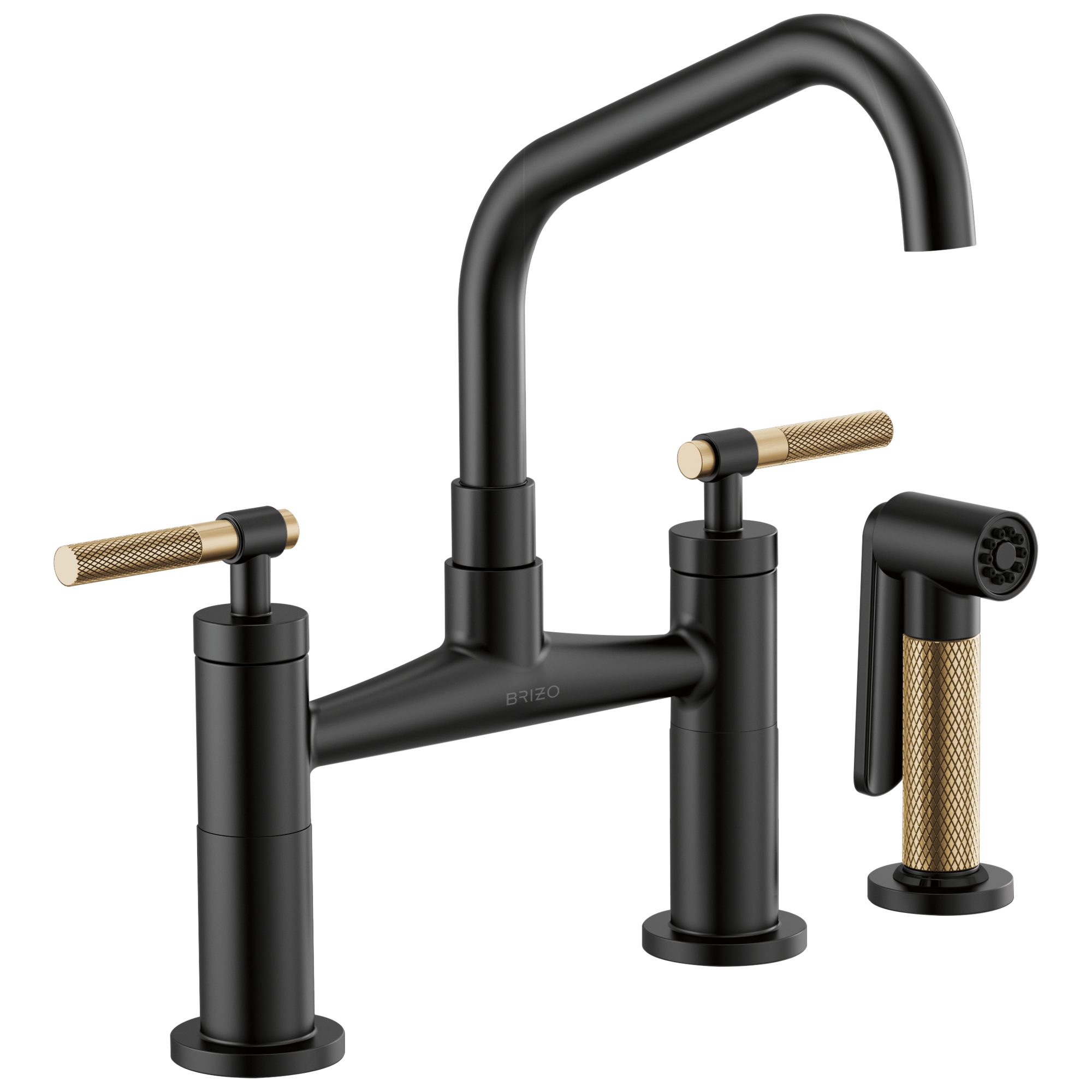 Brizo Litze: Bridge Faucet with Angled Spout and Knurled Handle