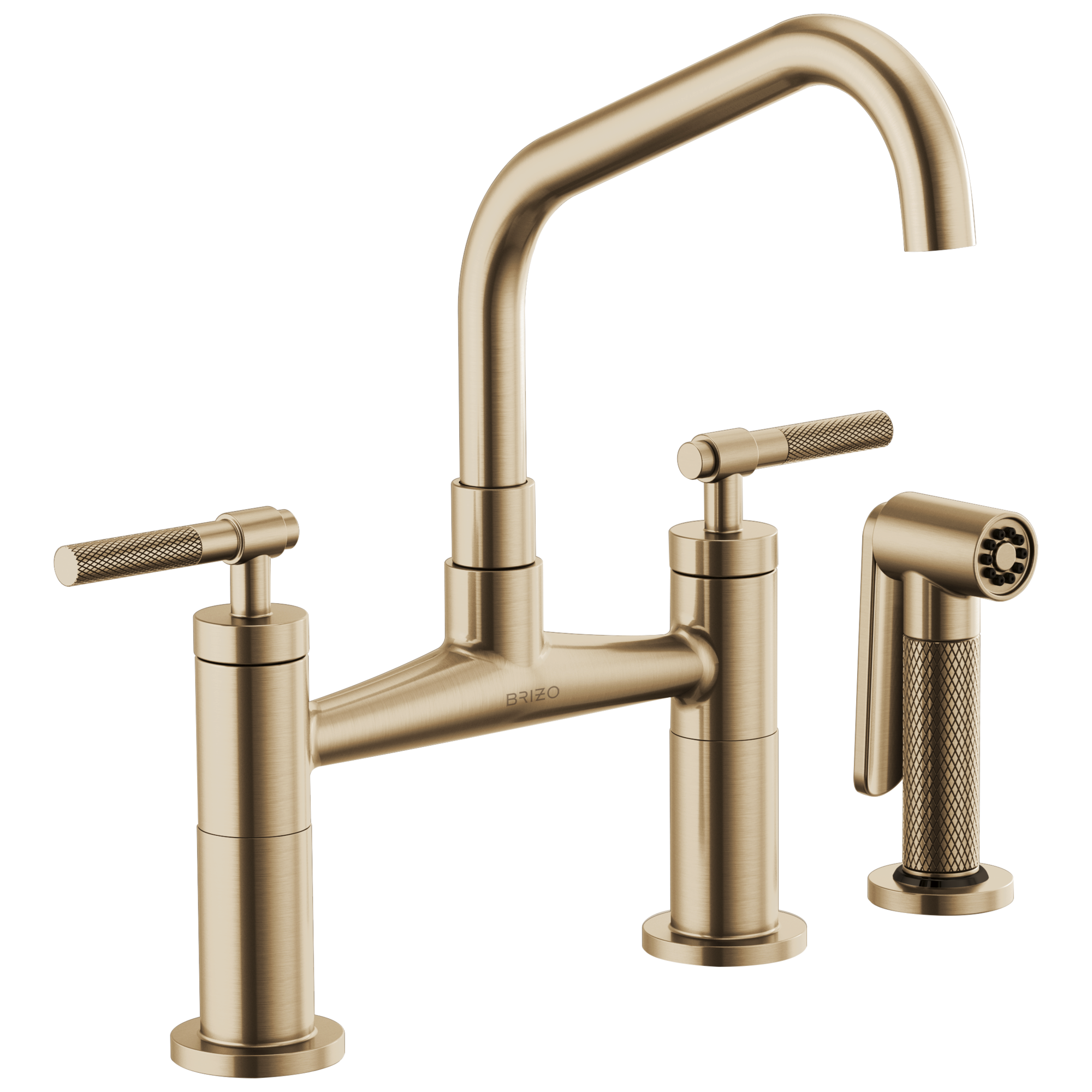 Brizo Litze: Bridge Faucet with Angled Spout and Knurled Handle