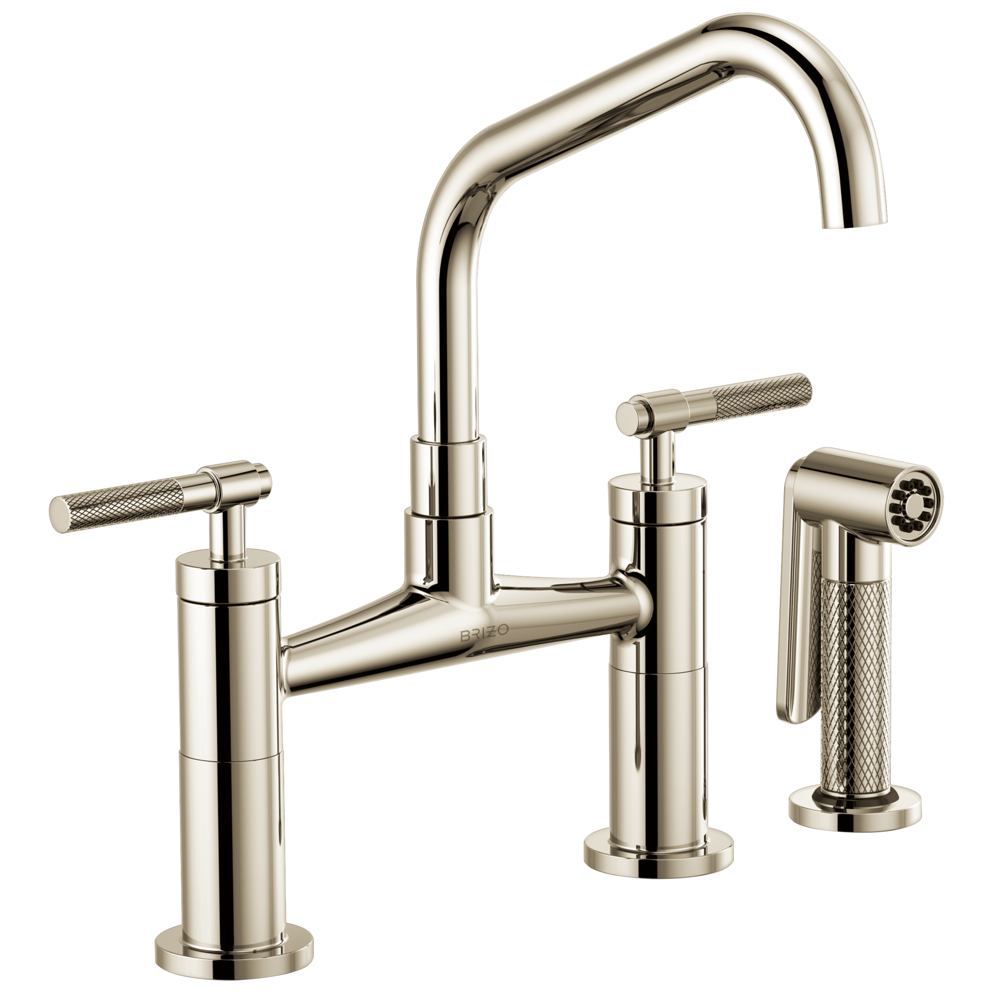 Brizo Litze: Bridge Faucet with Angled Spout and Knurled Handle