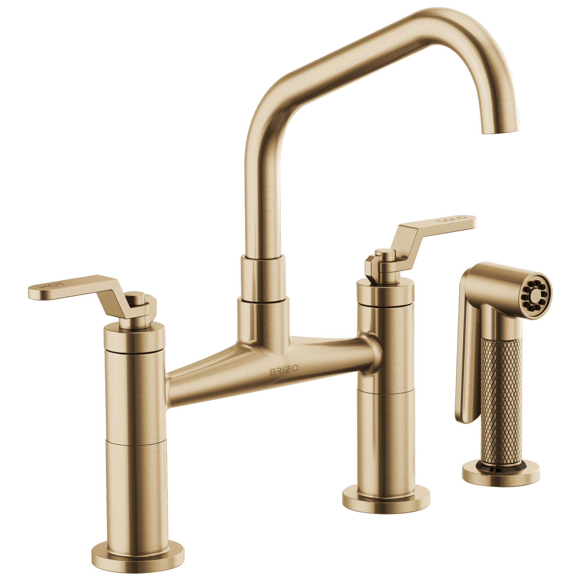 Brizo Litze: Bridge Faucet with Angled Spout and Industrial Handle