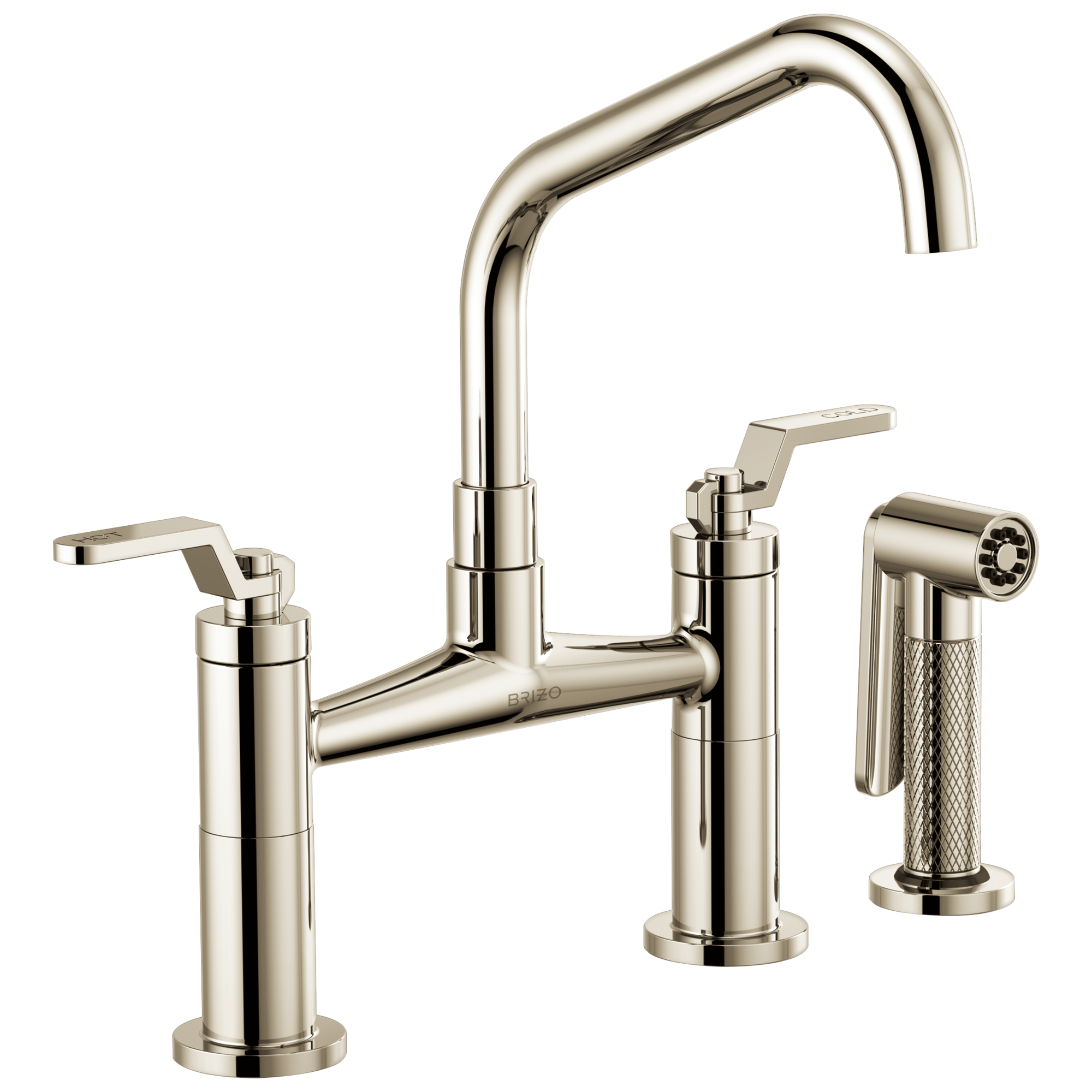 Brizo Litze: Bridge Faucet with Angled Spout and Industrial Handle