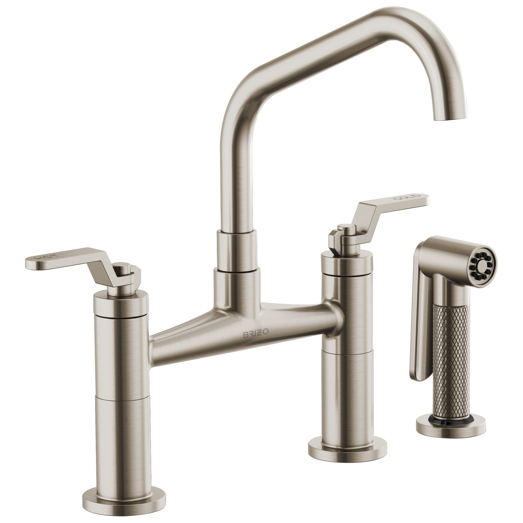 Brizo Litze: Bridge Faucet with Angled Spout and Industrial Handle