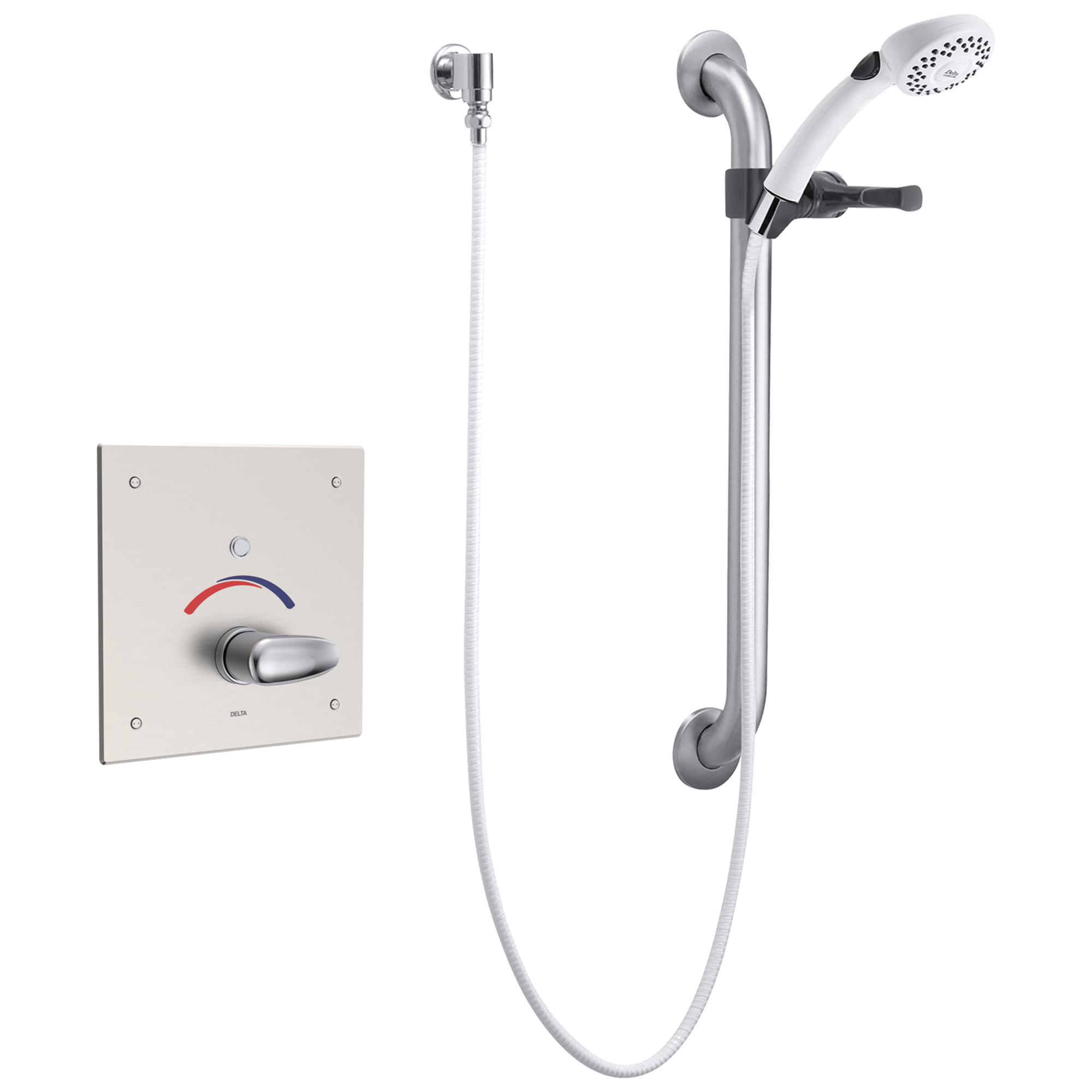 Delta 860T157 Commercial Electronic Shower Trim with Push Button Activator - Hardwire