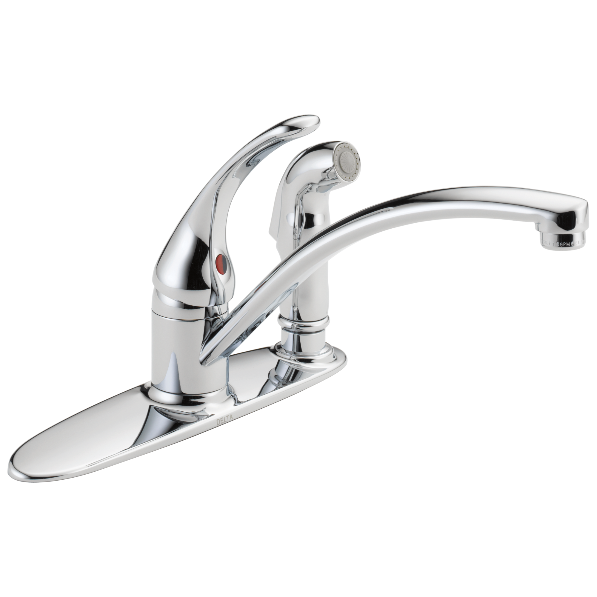Delta B3310LF Foundations Single Handle Kitchen Faucet with Integral Spray