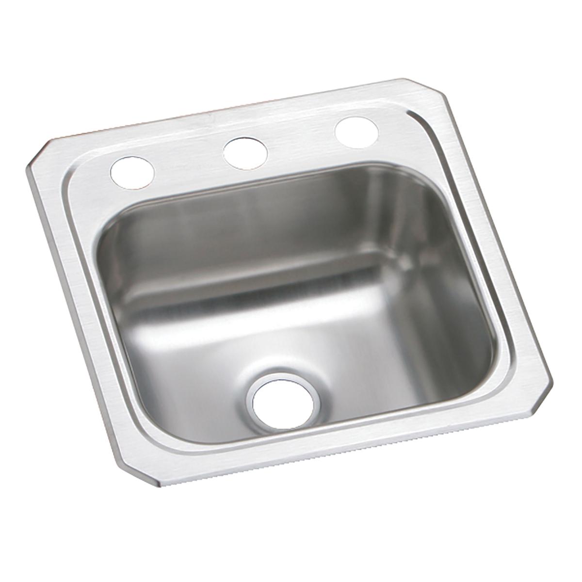 Elkay Celebrity Stainless Steel 15" x 15" x 6-1/8", 3-Hole Single Bowl Drop-in Bar Sink