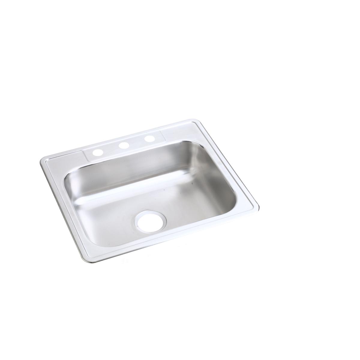 Elkay Dayton Stainless Steel 25" x 21-1/4" x 6-9/16", 3-Hole Single Bowl Drop-in Sink