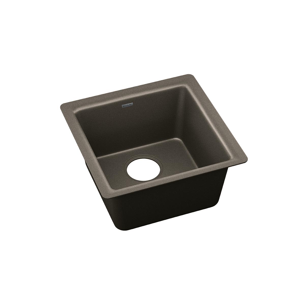 Elkay Quartz Luxe 15-3/4" x 15-3/4" x 7-11/16", Single Bowl Dual Mount Bar Sink, Chestnut