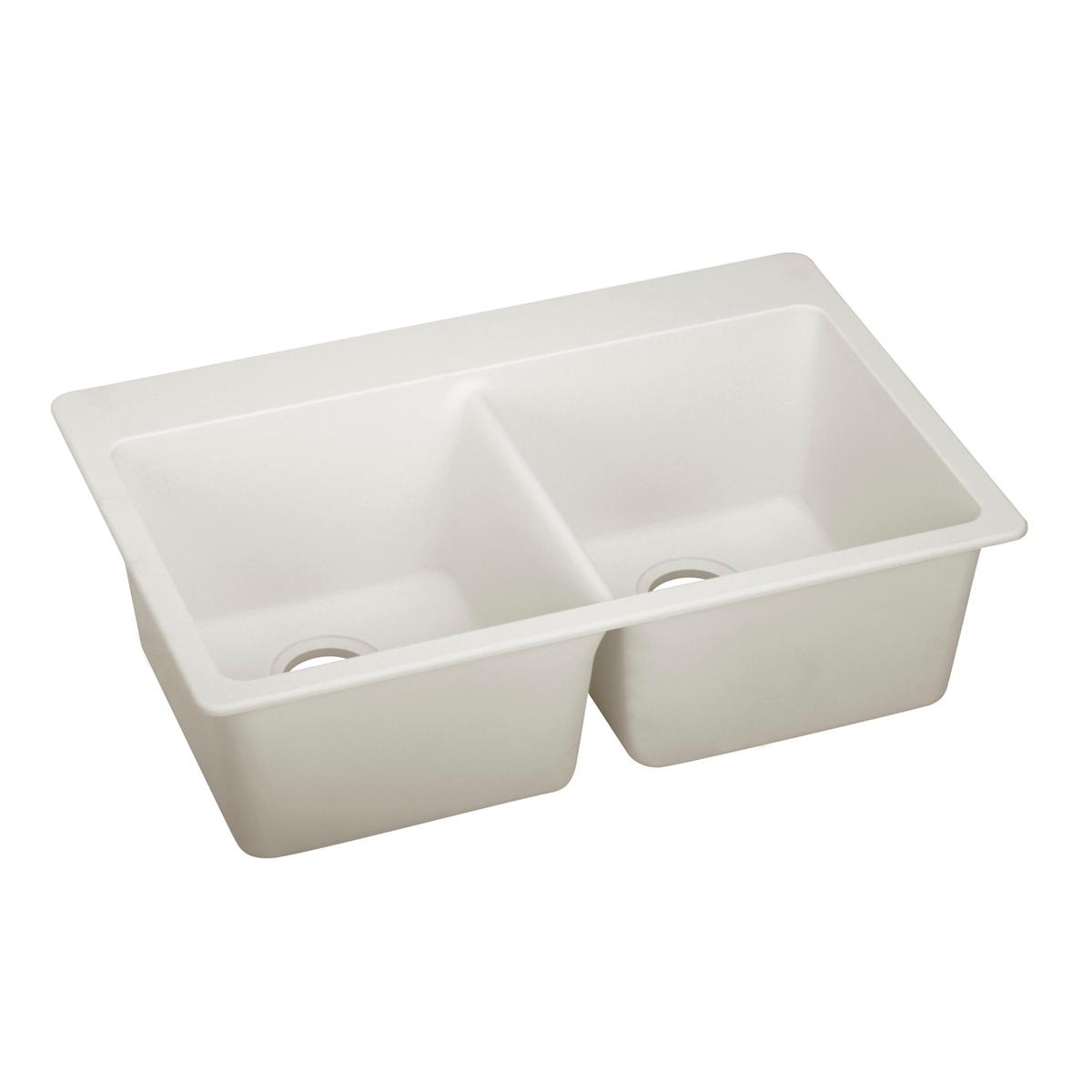 Elkay Quartz Luxe 33" x 22" x 9-1/2", Equal Double Bowl Drop-in Sink, Ricotta