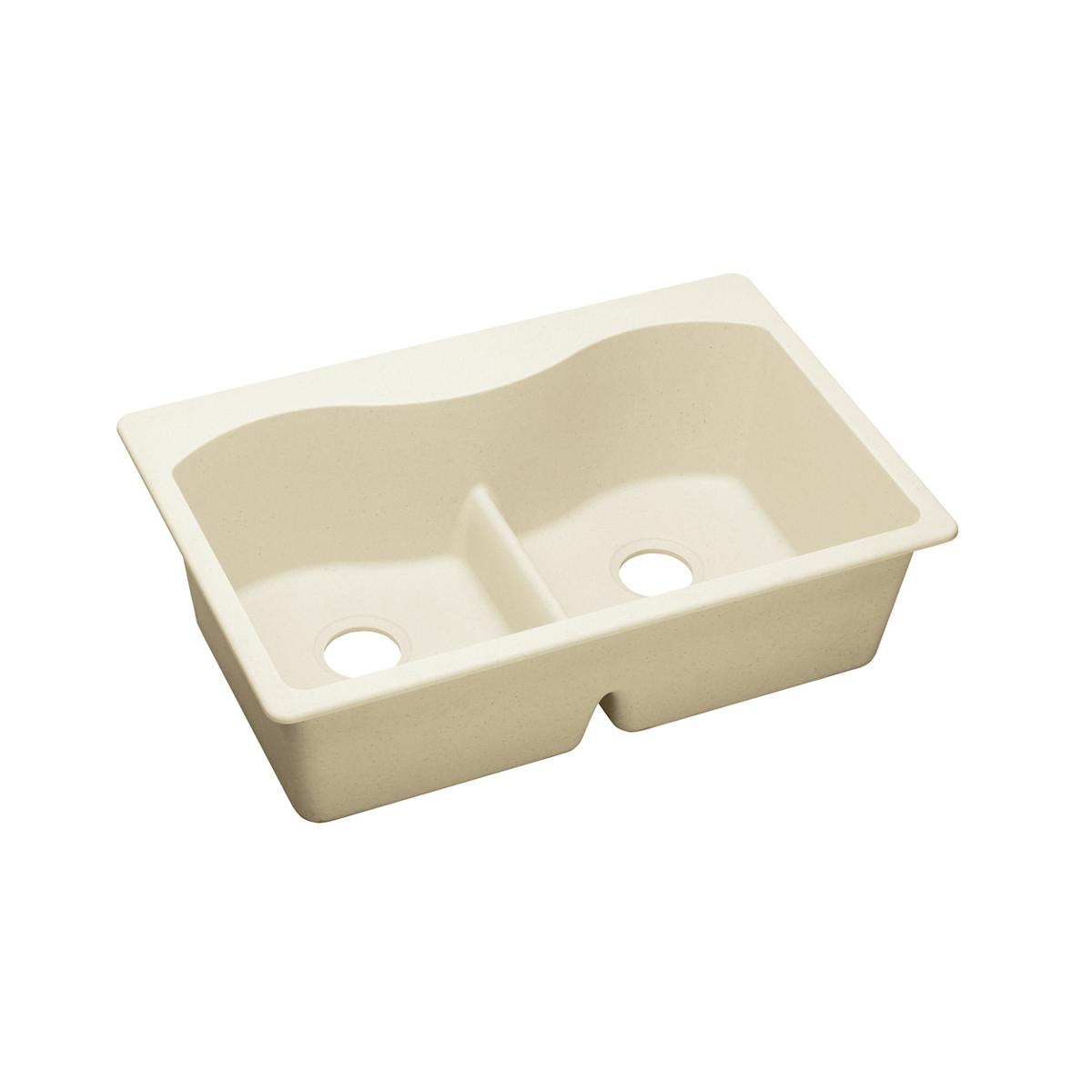 Elkay Quartz Luxe 33" x 22" x 9-1/2", Equal Double Bowl Drop-in Sink with Aqua Divide, Parchment