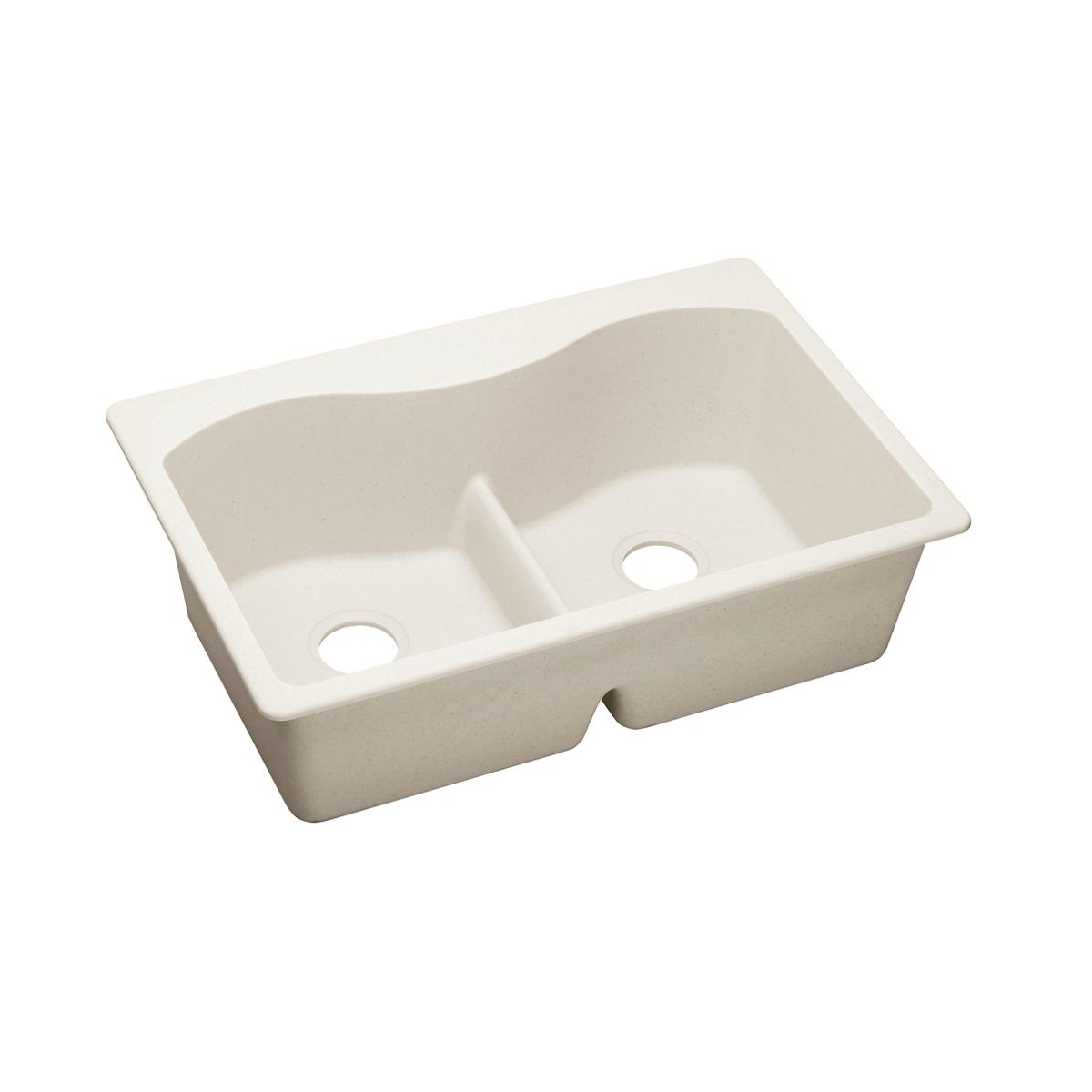 Elkay Quartz Luxe 33" x 22" x 9-1/2", Equal Double Bowl Drop-in Sink with Aqua Divide, Ricotta