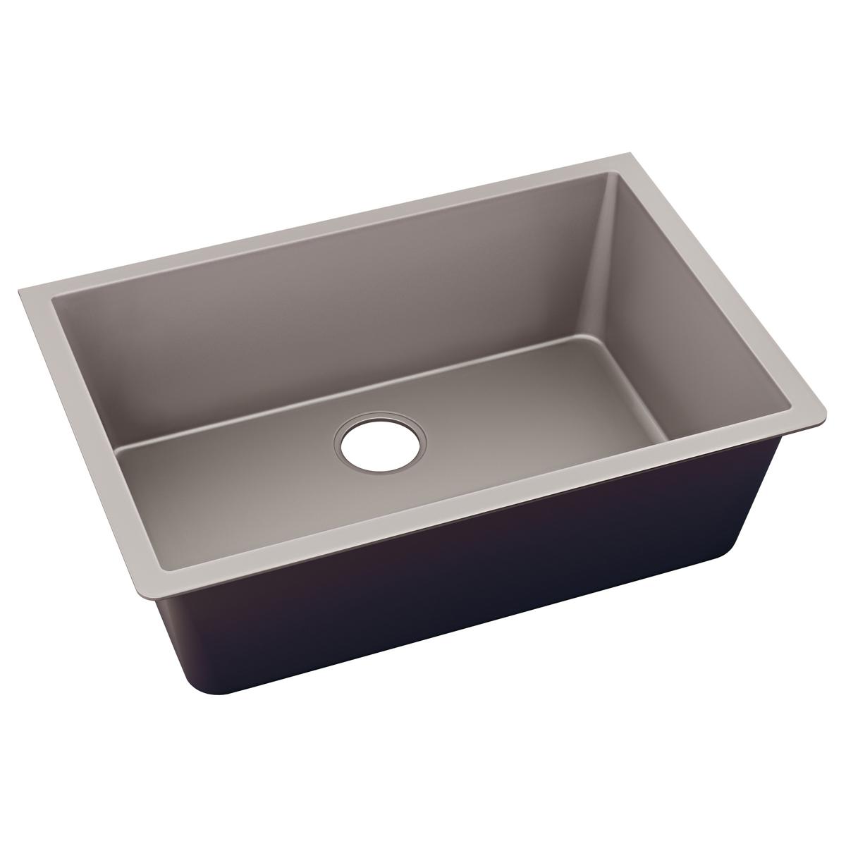 Elkay Quartz Luxe 33" x 18-7/16" x 9-7/16", Single Bowl Undermount Sink, Silvermist