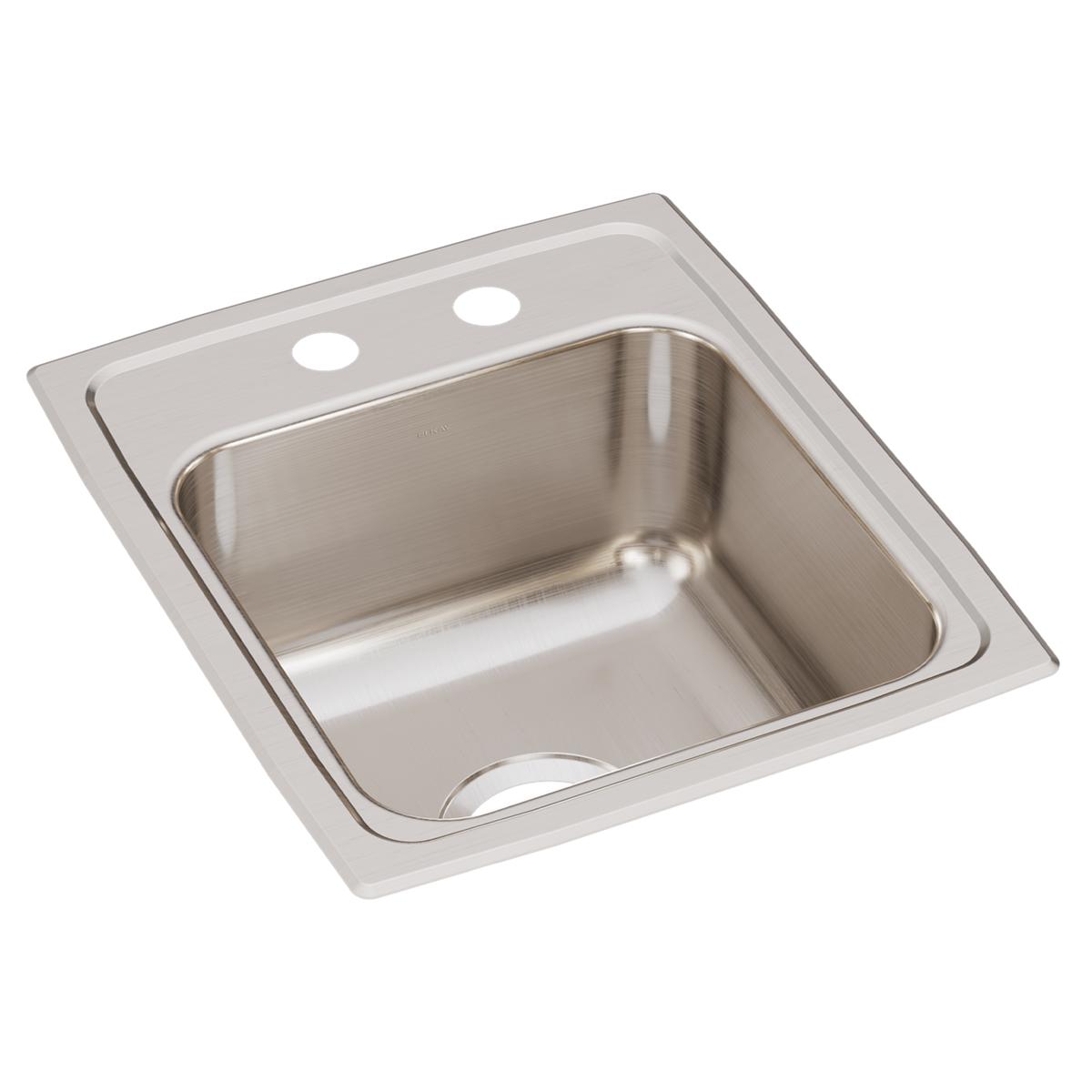 Elkay Lustertone Classic Stainless Steel 15" x 17-1/2" x 7-5/8", 2-Hole Single Bowl Drop-in Bar Sink