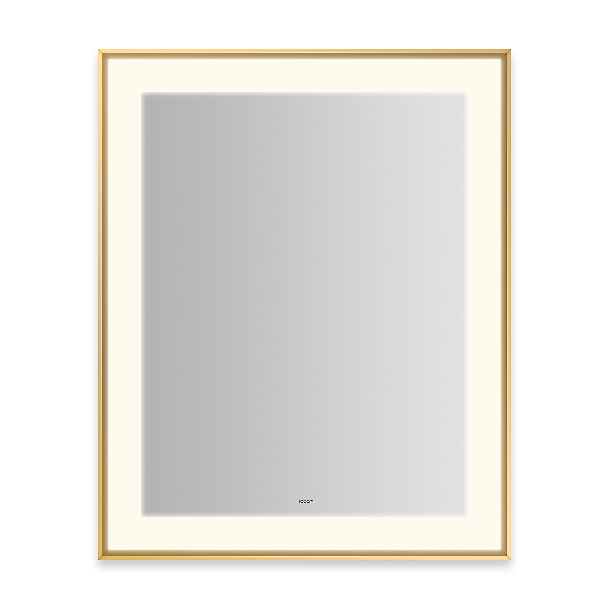 robern YM2531RPSMD3K76 Sculpt Lighted Mirror, 25 x 31 x 2-1/4", Slim Museum Frame, Chrome, Perimeter Light Pattern, 2700K Color Temperature (Warm White), Dimmable, Defogger, Title 24 Compliant