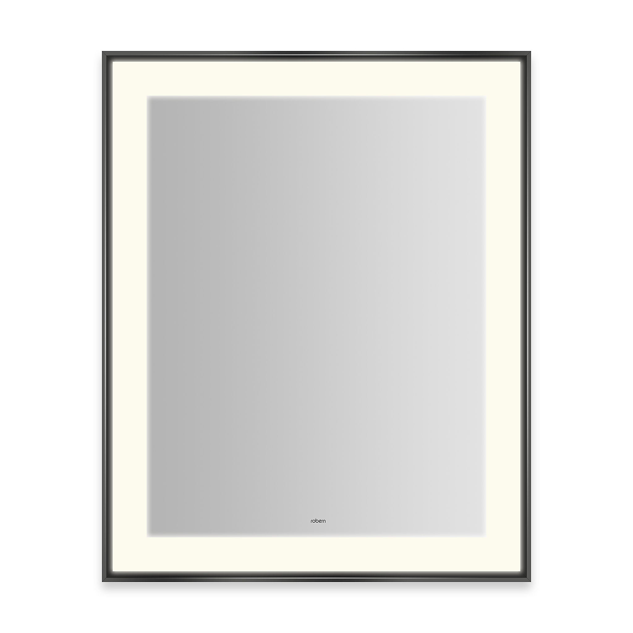 robern YM2531RPSMD3K76 Sculpt Lighted Mirror, 25 x 31 x 2-1/4", Slim Museum Frame, Chrome, Perimeter Light Pattern, 2700K Color Temperature (Warm White), Dimmable, Defogger, Title 24 Compliant