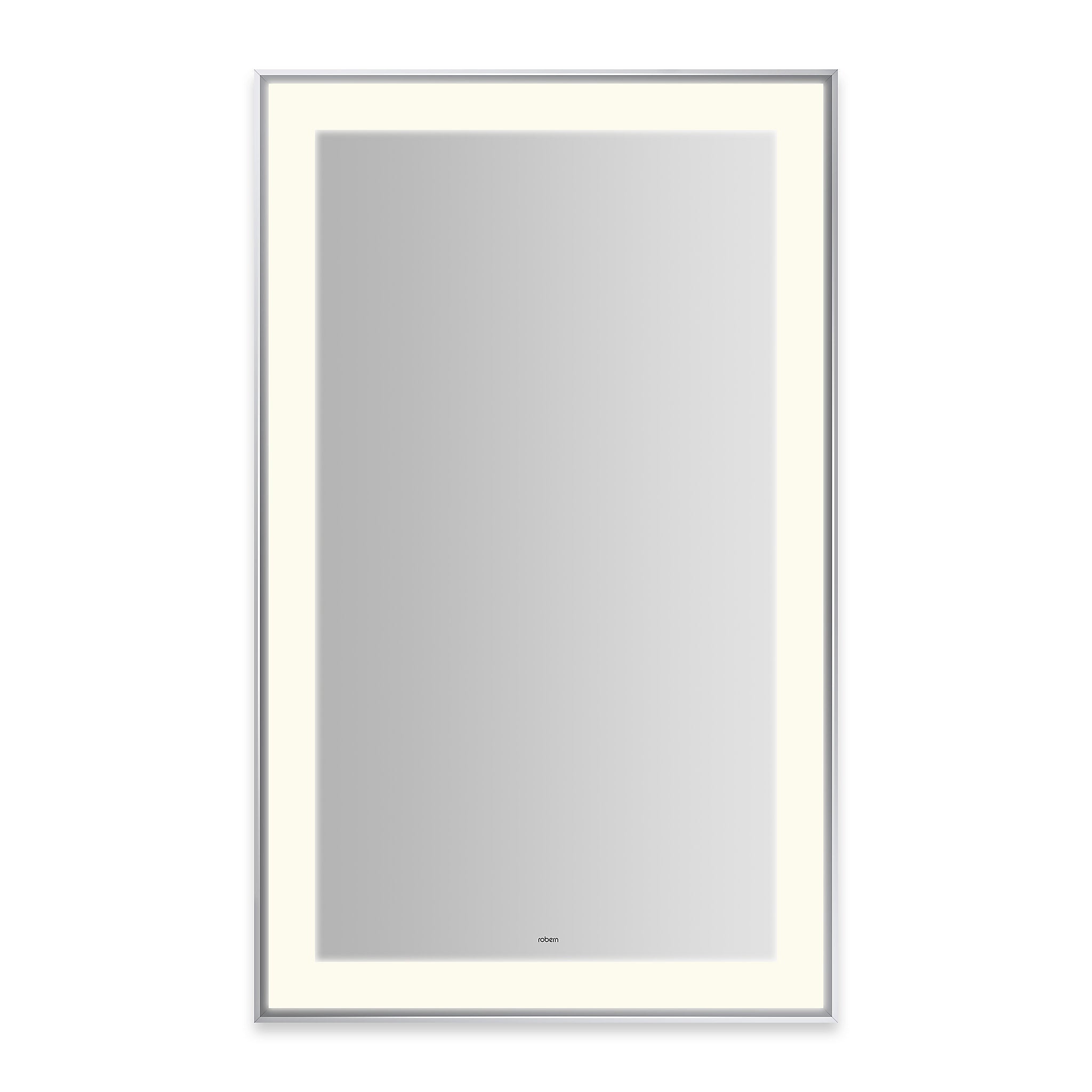 robern YM2541RPSMD3K76 Sculpt Lighted Mirror, 25 x 41 x 2-1/4", Slim Museum Frame, Chrome, Perimeter Light Pattern, 2700K Color Temperature (Warm White), Dimmable, Defogger, Title 24 Compliant