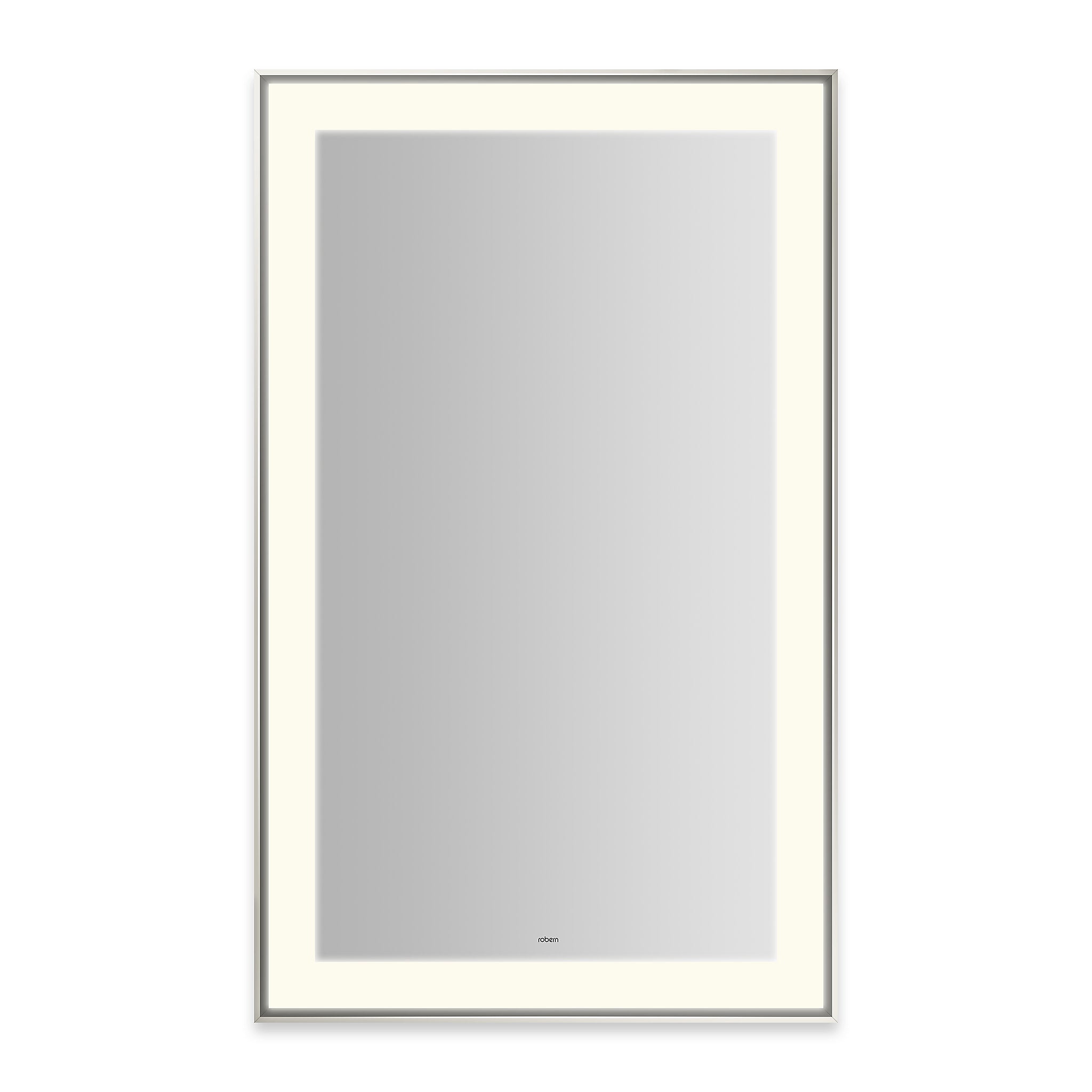 robern YM2541RPSMD3K76 Sculpt Lighted Mirror, 25 x 41 x 2-1/4", Slim Museum Frame, Chrome, Perimeter Light Pattern, 2700K Color Temperature (Warm White), Dimmable, Defogger, Title 24 Compliant