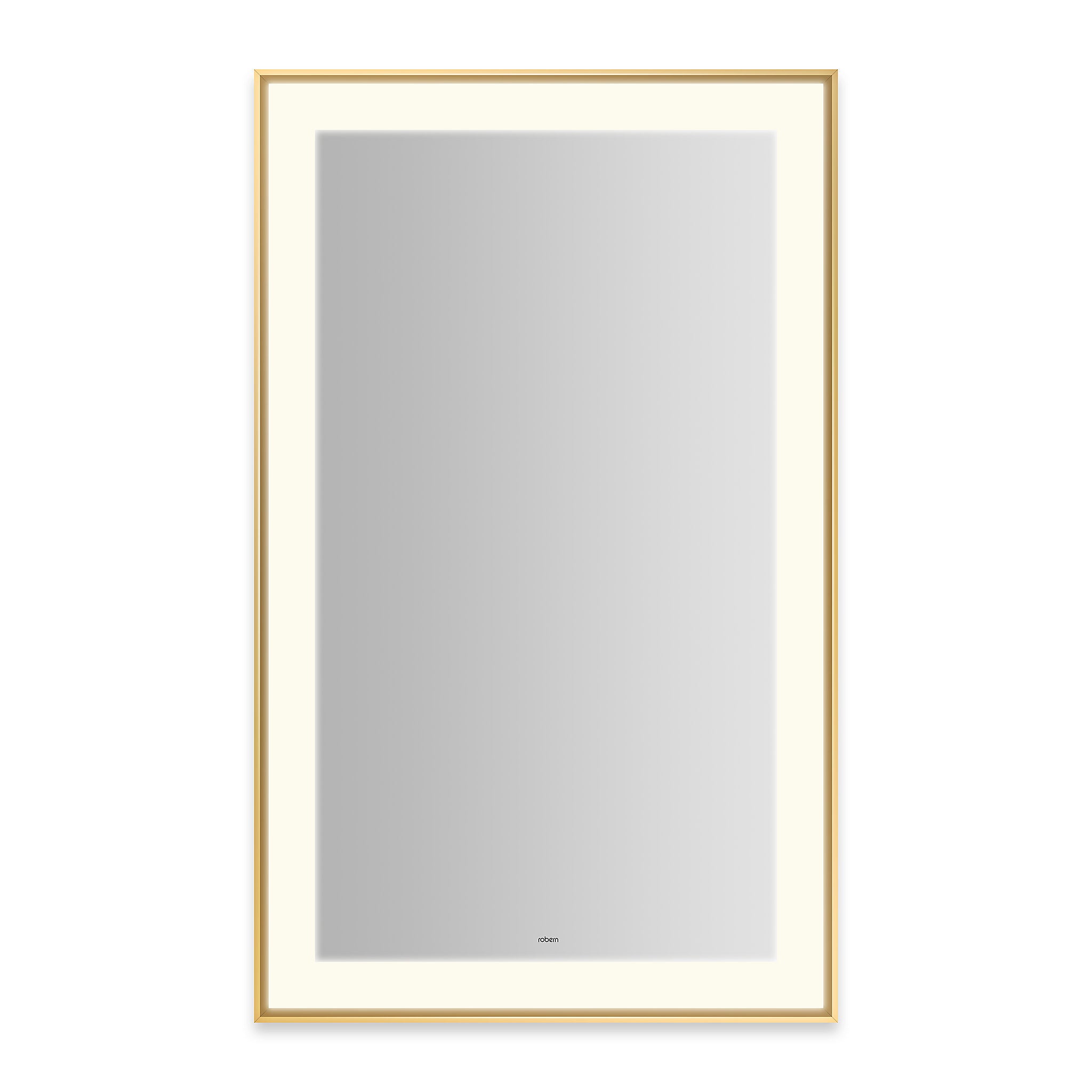 robern YM2541RPSMD3K76 Sculpt Lighted Mirror, 25 x 41 x 2-1/4", Slim Museum Frame, Chrome, Perimeter Light Pattern, 2700K Color Temperature (Warm White), Dimmable, Defogger, Title 24 Compliant