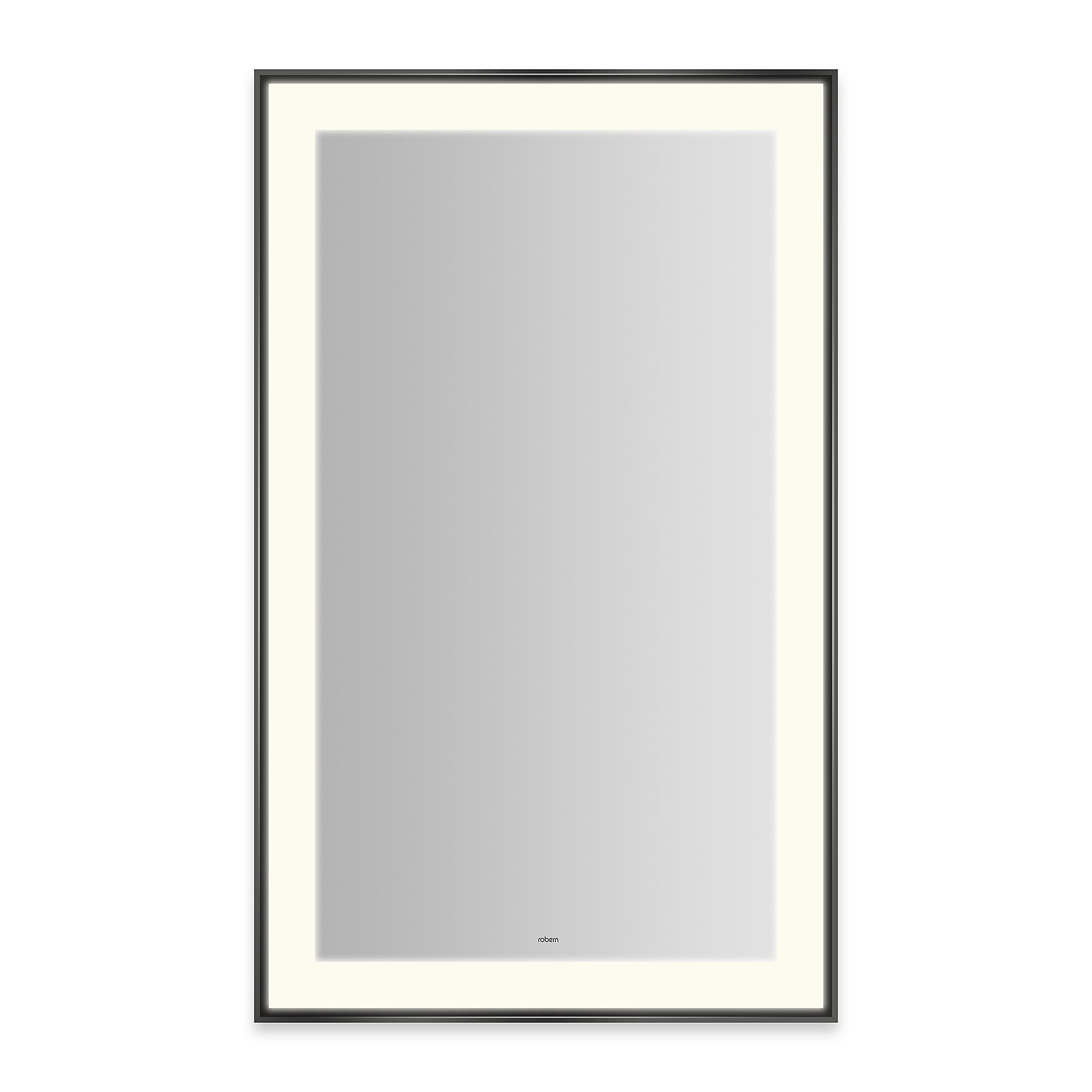 robern YM2541RPSMD3K76 Sculpt Lighted Mirror, 25 x 41 x 2-1/4", Slim Museum Frame, Chrome, Perimeter Light Pattern, 2700K Color Temperature (Warm White), Dimmable, Defogger, Title 24 Compliant