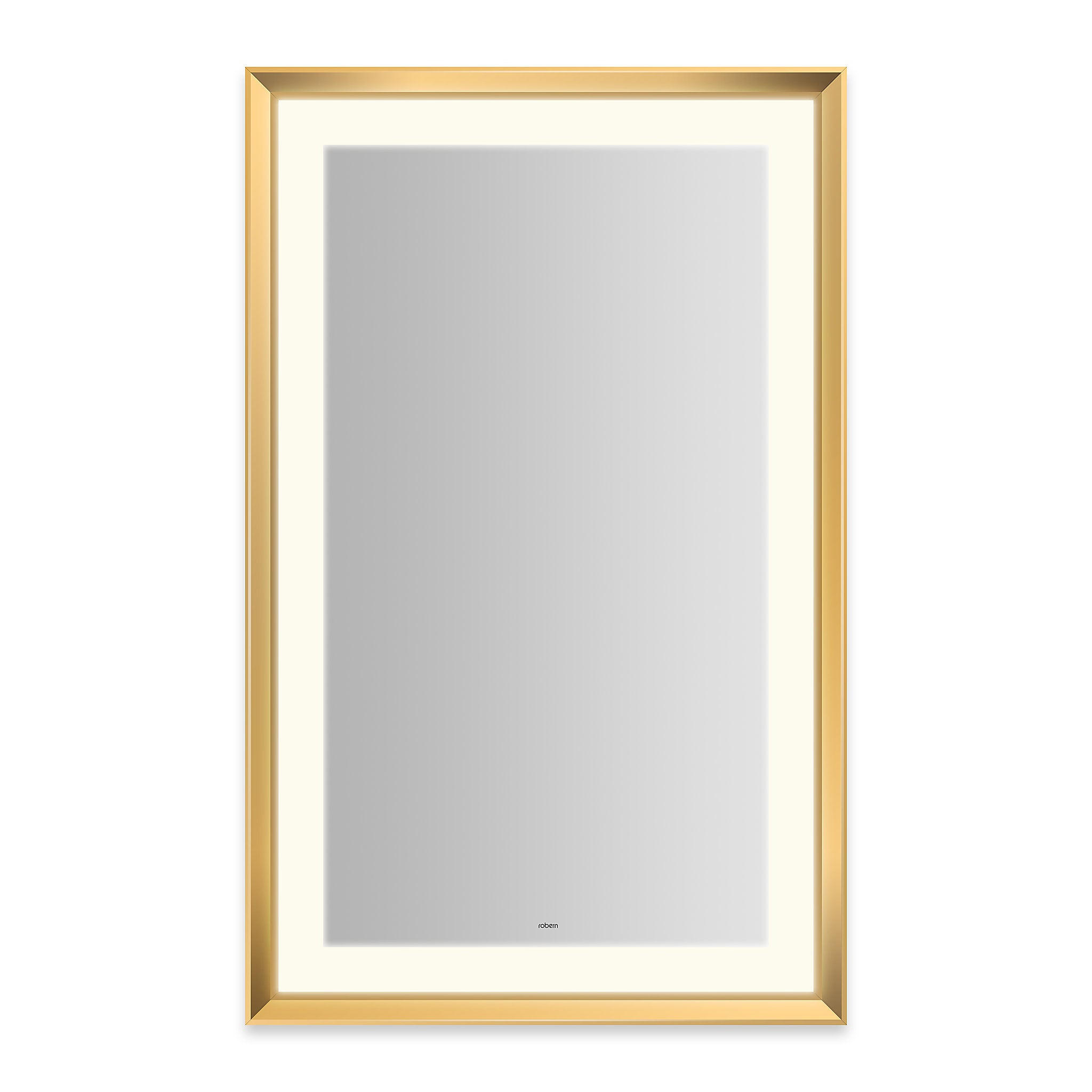 robern YM2743RPCMD3K76 Sculpt Lighted Mirror, 27 x 43 x 2-5/16, Chamfer Museum Frame, Chrome, Perimeter Light Pattern, 2700K Color Temperature (Warm White), Dimmable, Defogger, Title 24 Compliant