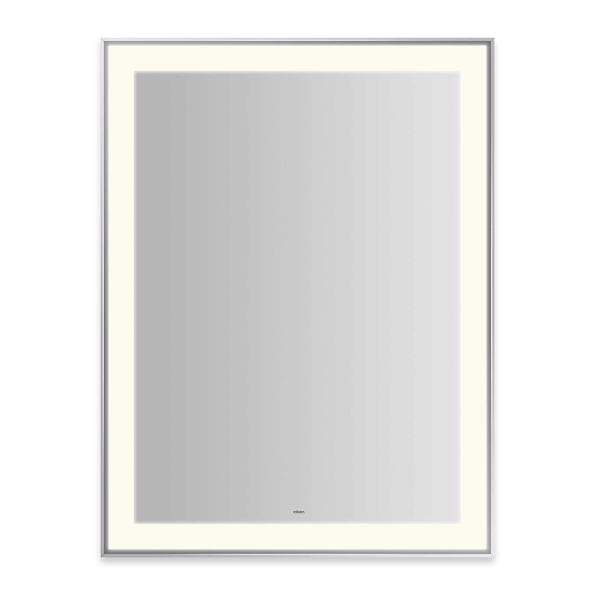 robern YM3141RPSMD3K76 Sculpt Lighted Mirror, 31 x 41 x 2-1/4", Slim Museum Frame, Chrome, Perimeter Light Pattern, 2700K Color Temperature (Warm White), Dimmable, Defogger, Title 24 Compliant